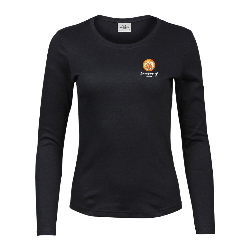 Långärmad t-shirt dammodell med brösttryck
