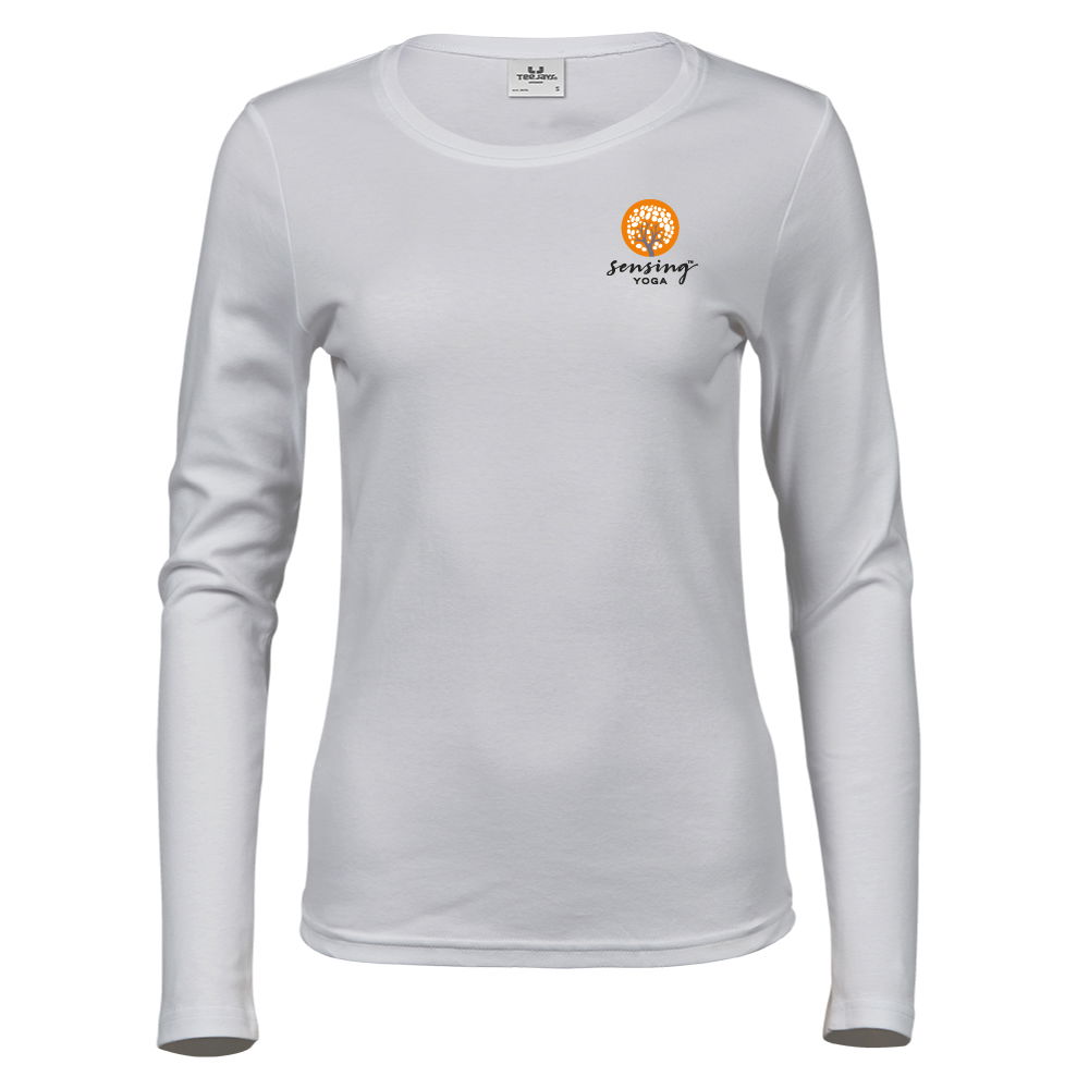 Långärmad t-shirt dammodell med brösttryck