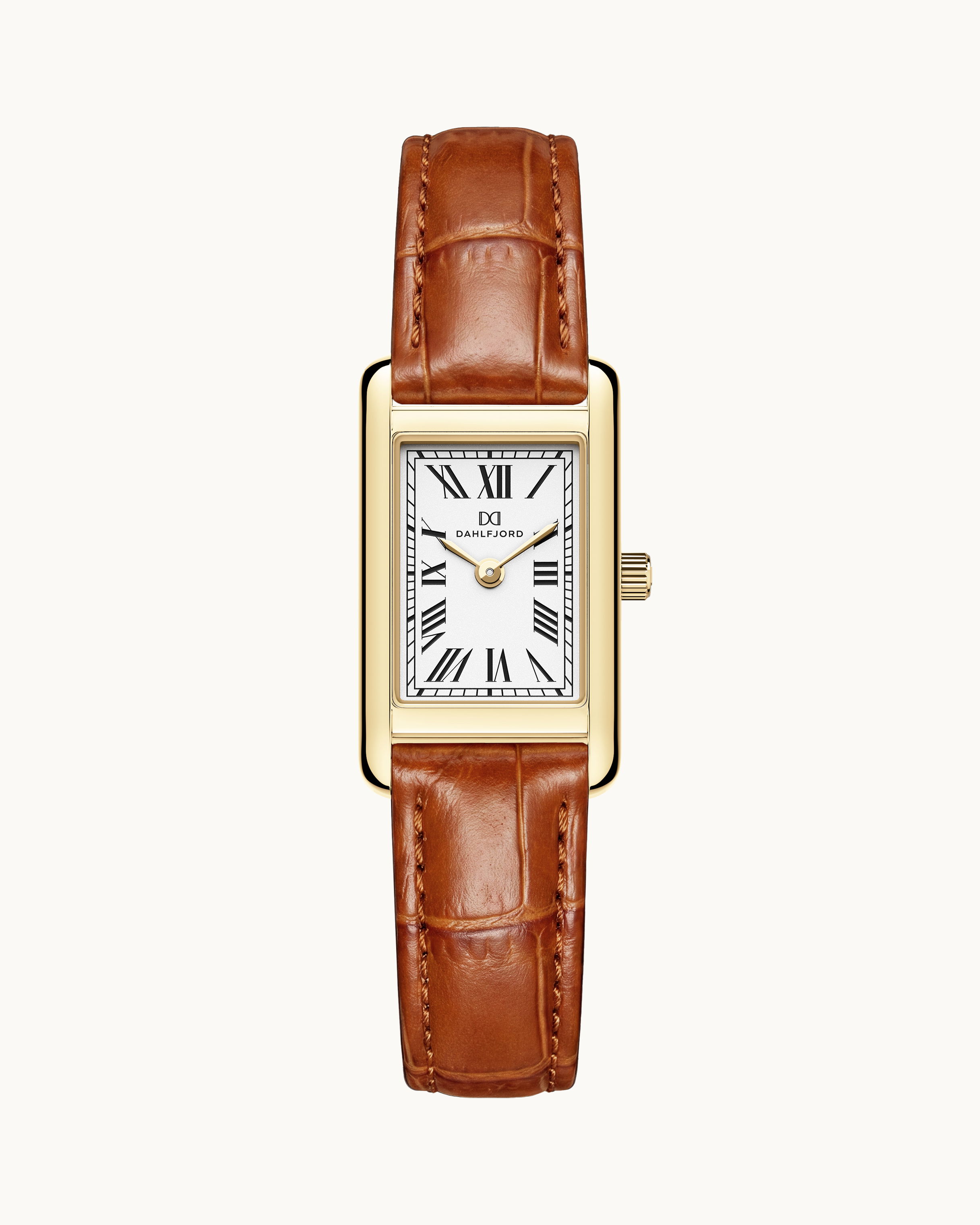 Diana Cognac Läder Klocka Guld