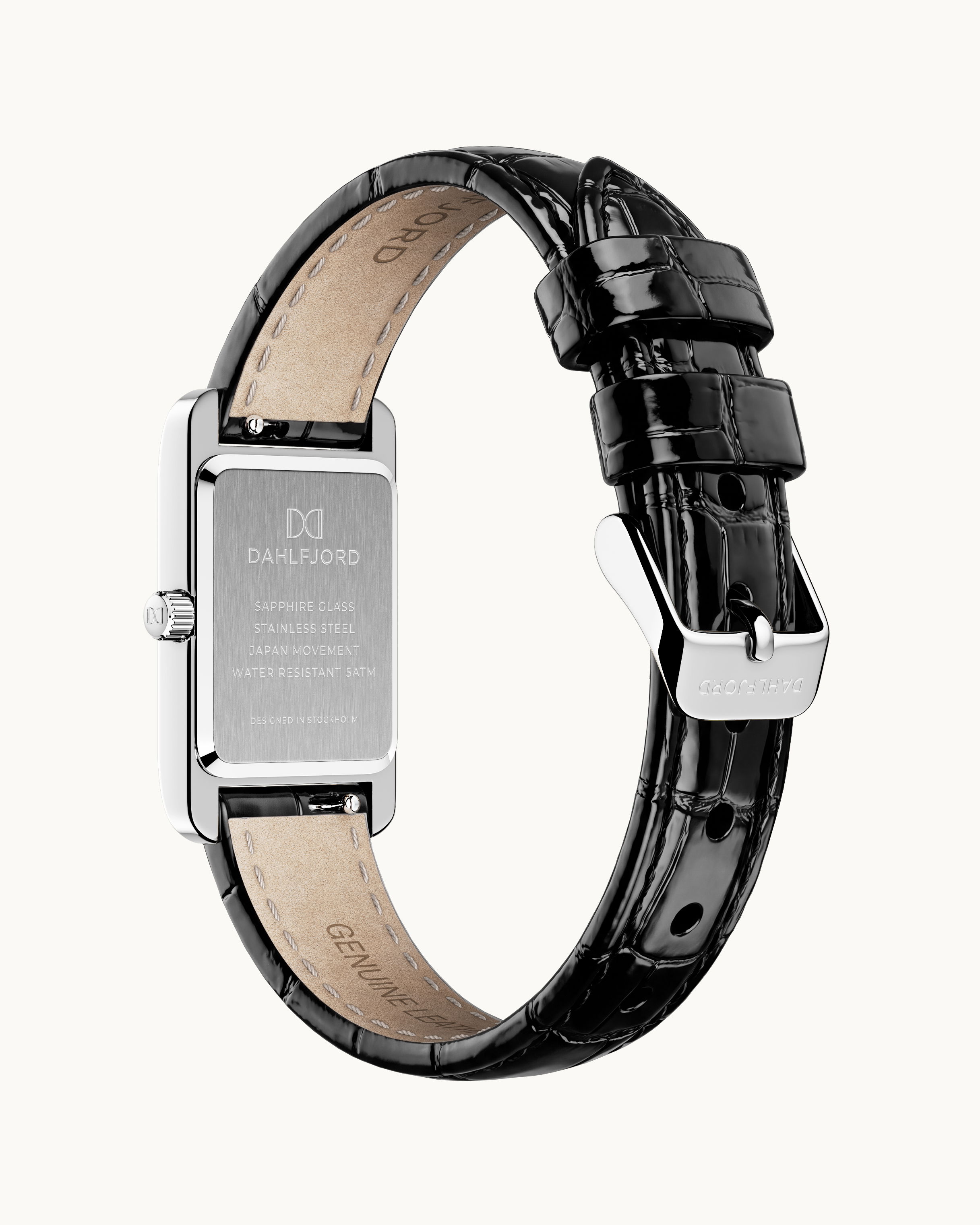 Diana Klockarmband Svart Läder Silver Ton