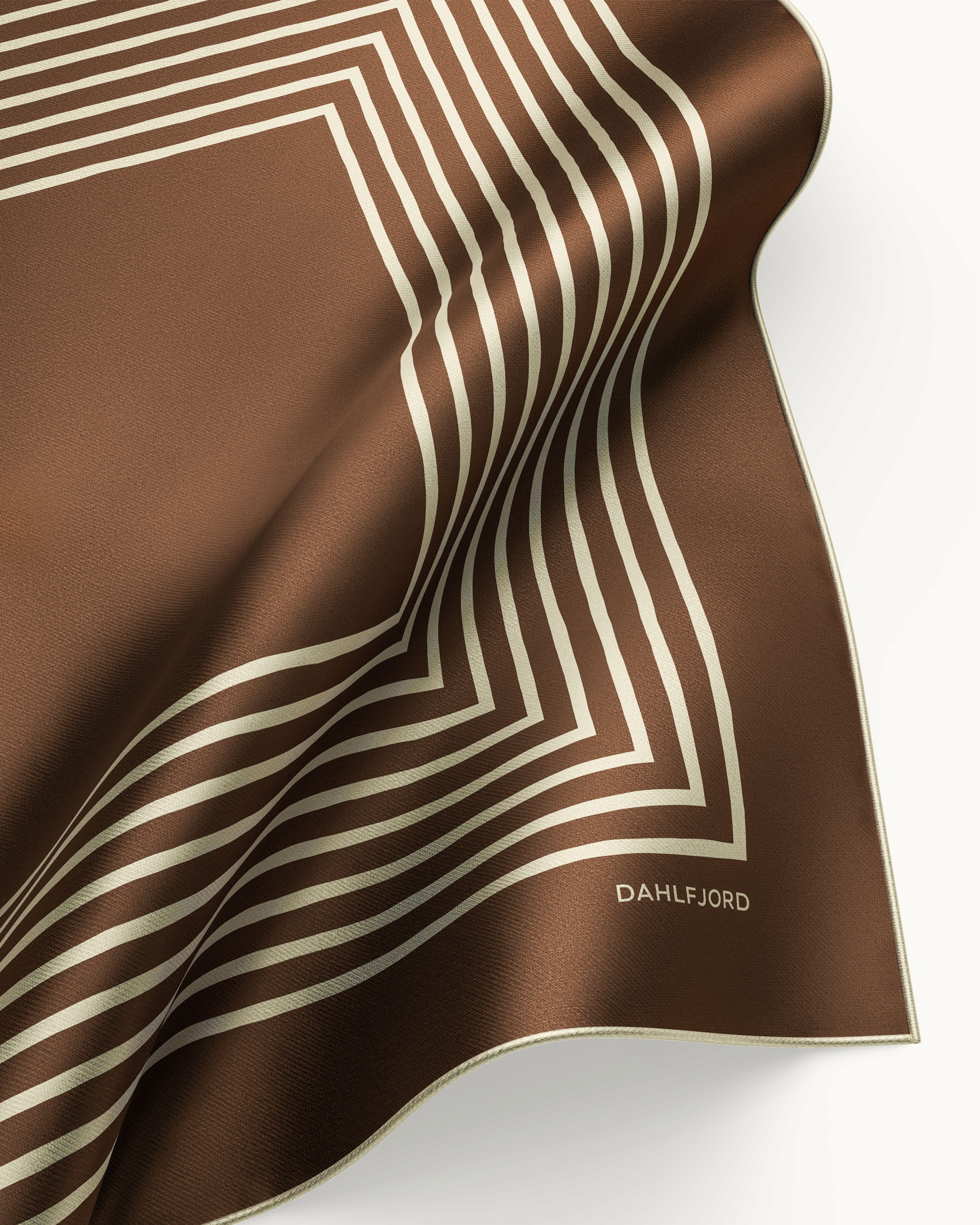 Mocka Brun Randig Silk Scarf
