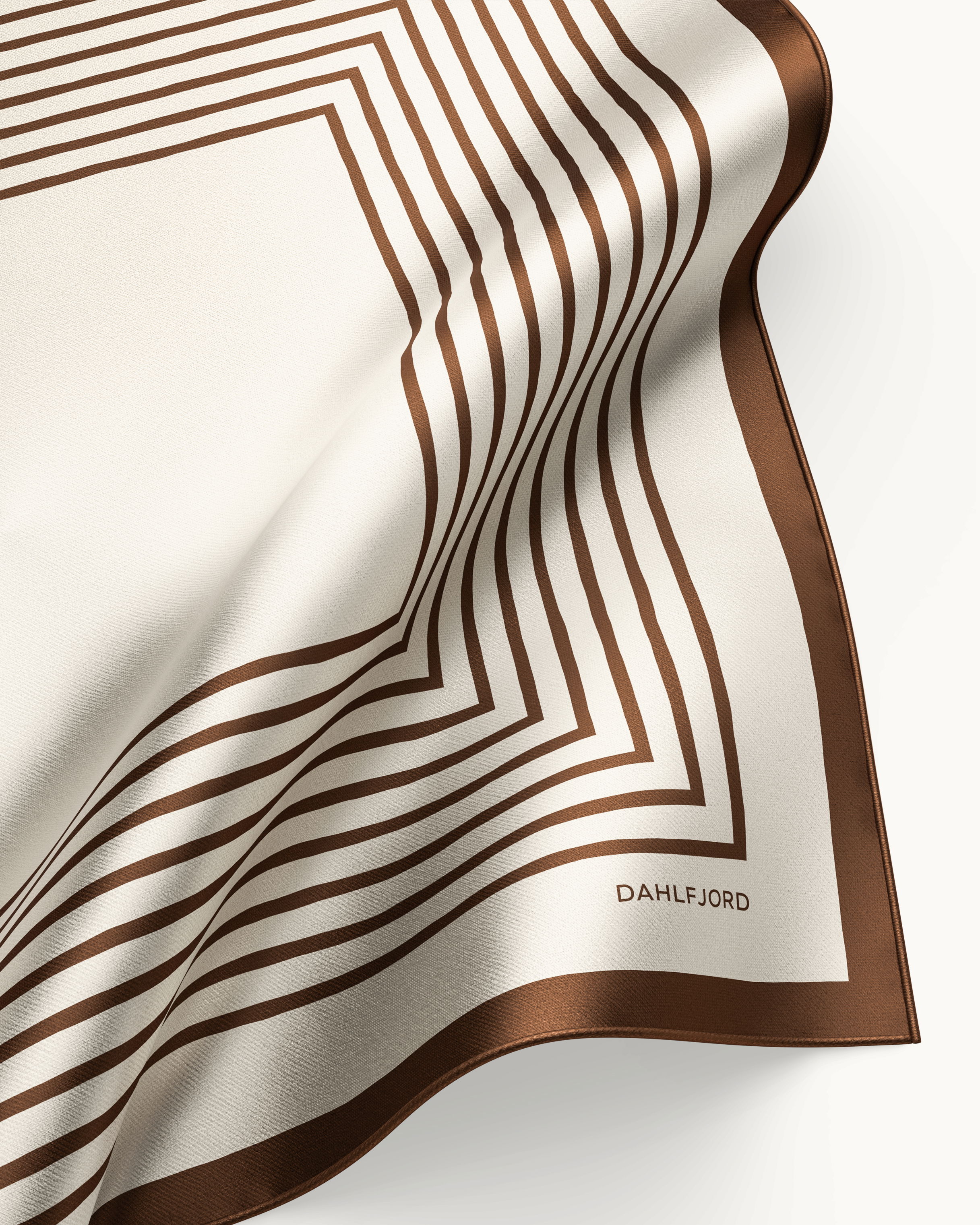 Brun Creme Randig Silk Scarf