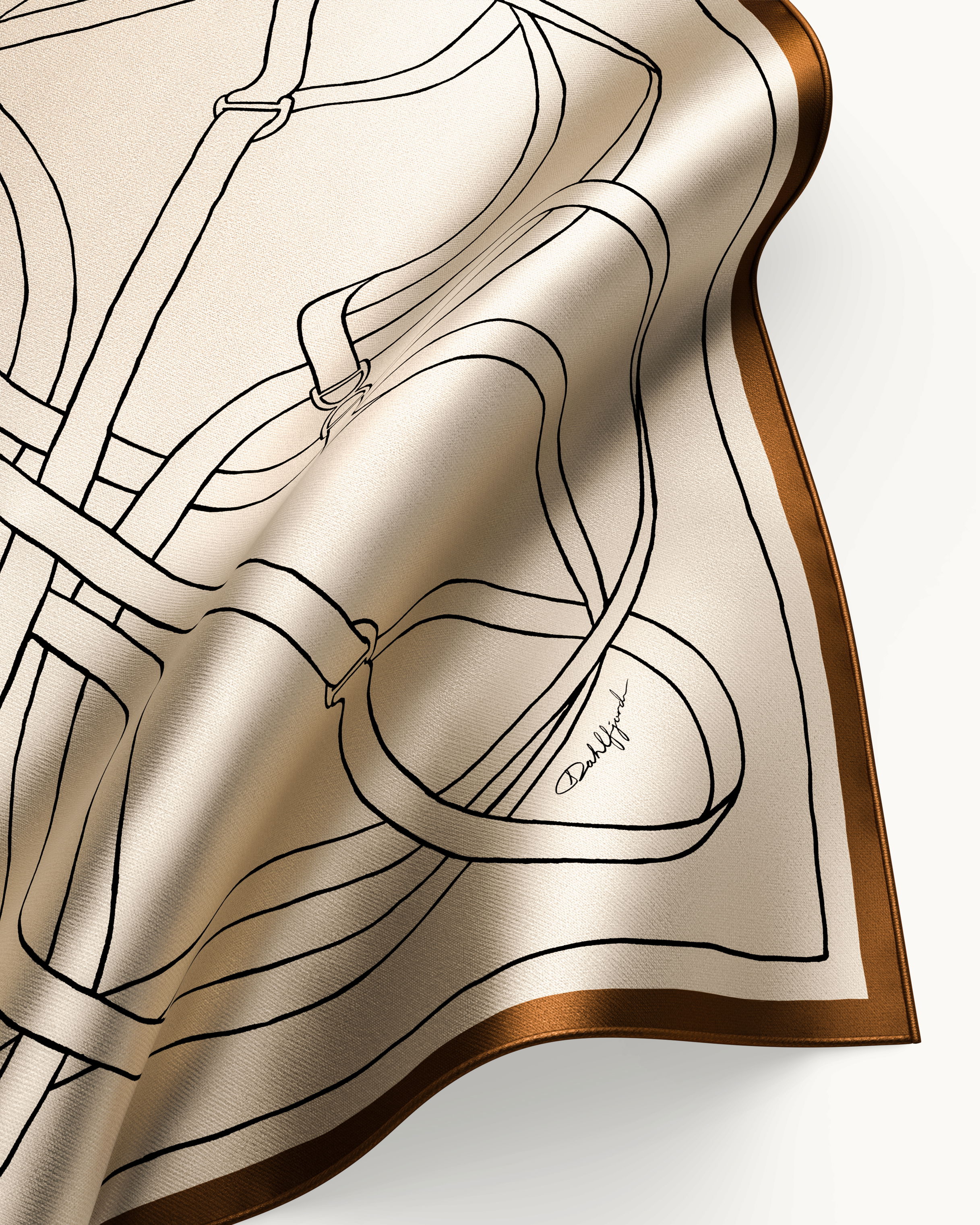 Beige Equestrian Silk Scarf