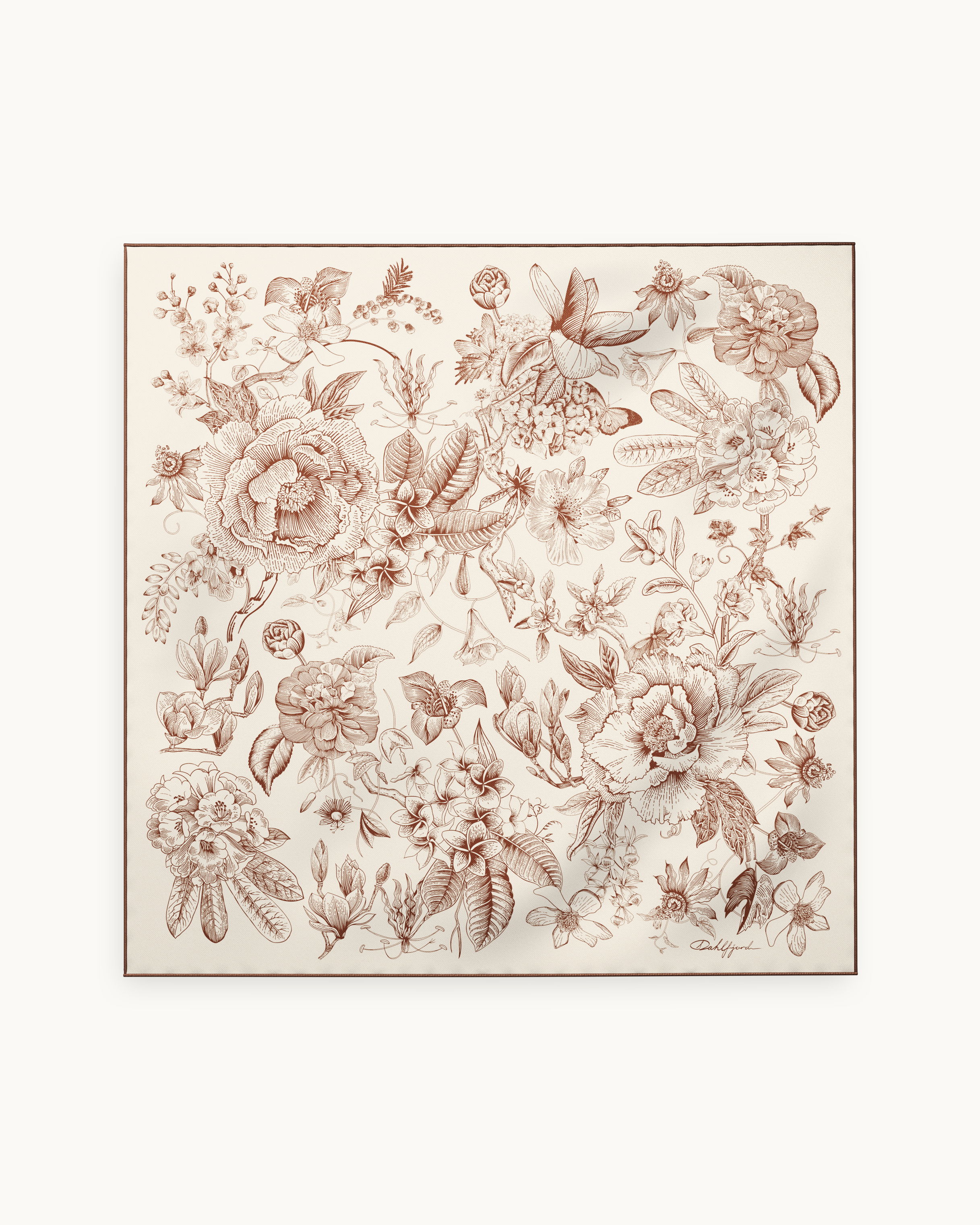Brun Botanisk Silk Scarf