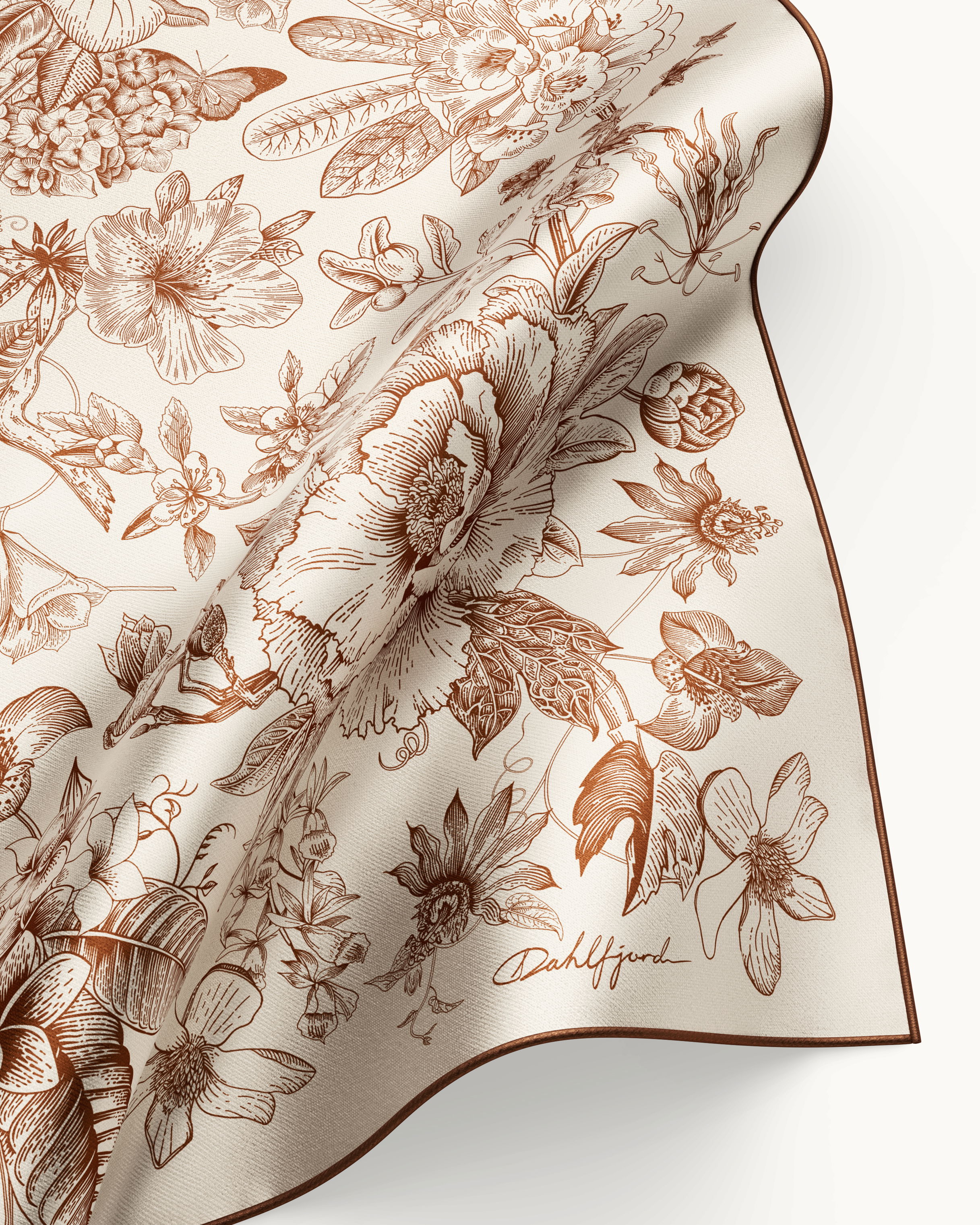 Brun Botanisk Silk Scarf