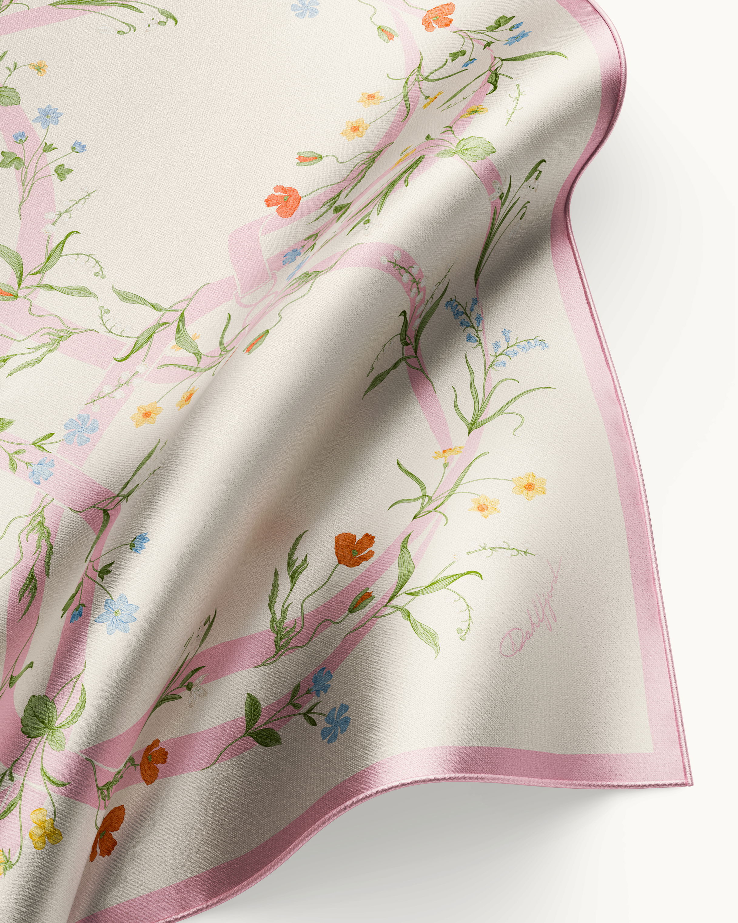 Blommig Rosa Silk Scarf