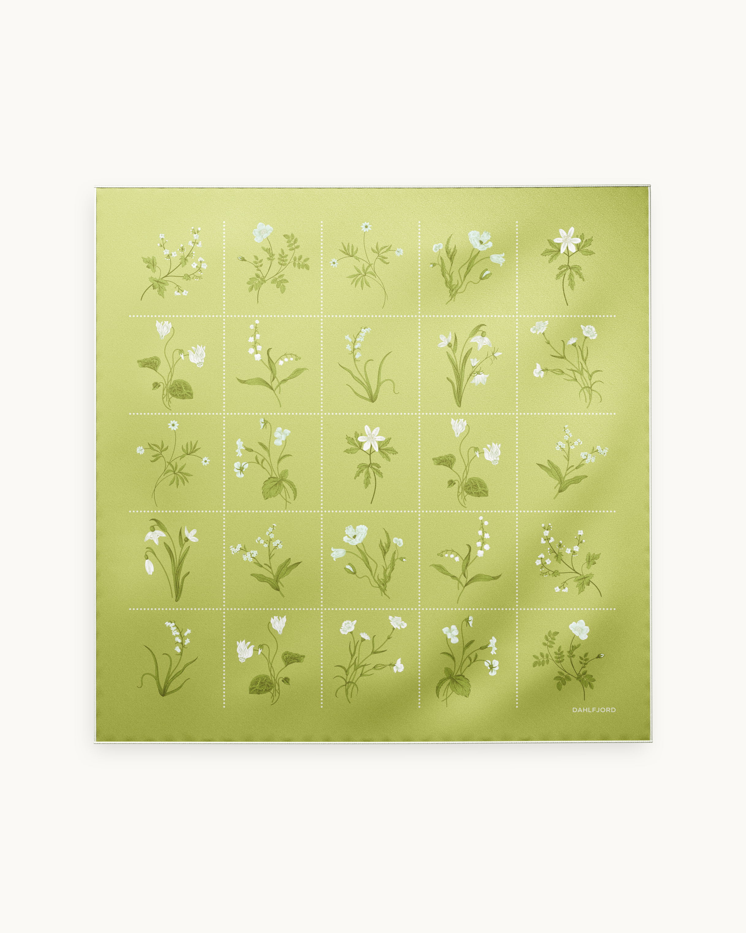 Limegrön Botanisk Silk Scarf