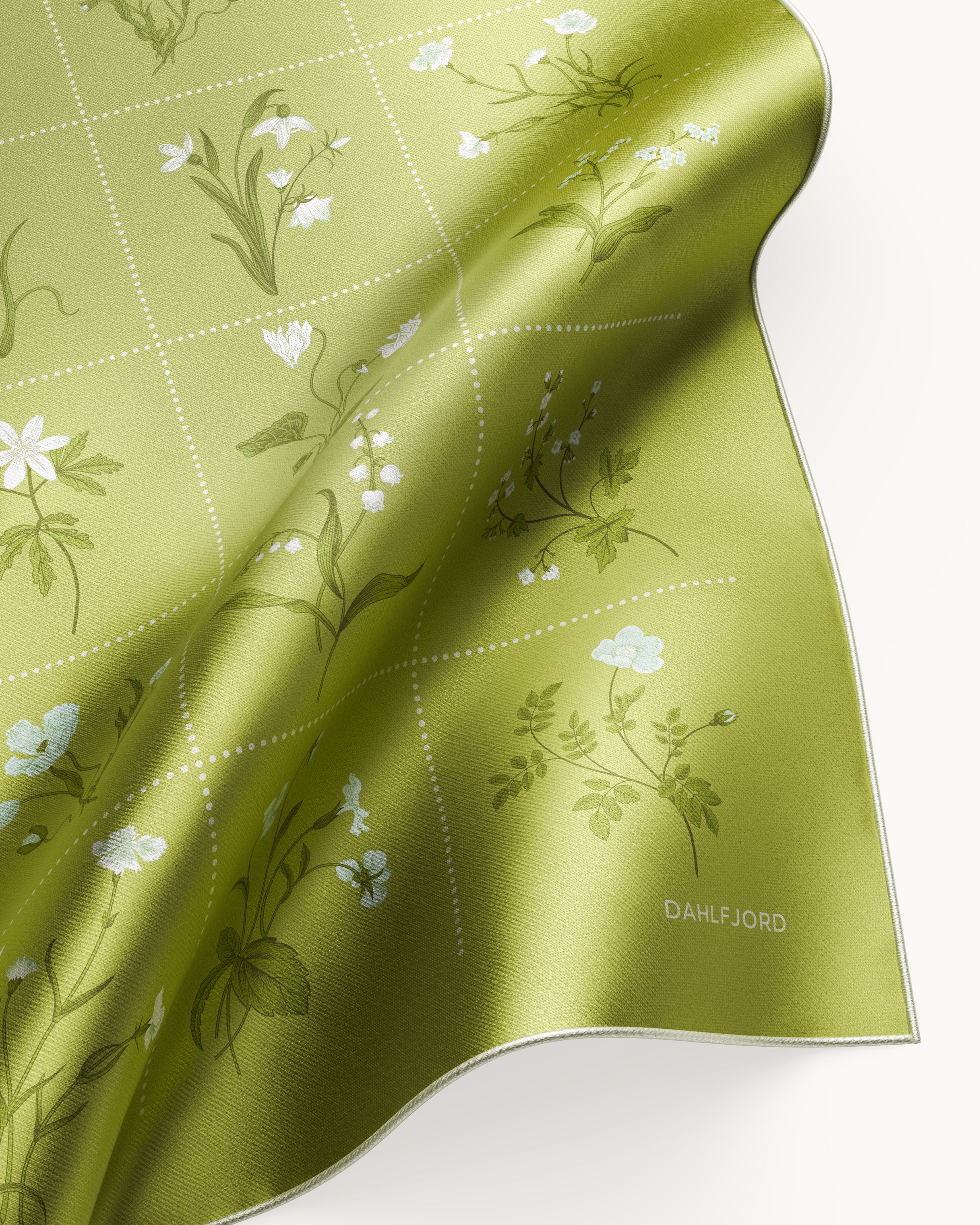 Limegrön Botanisk Silk Scarf