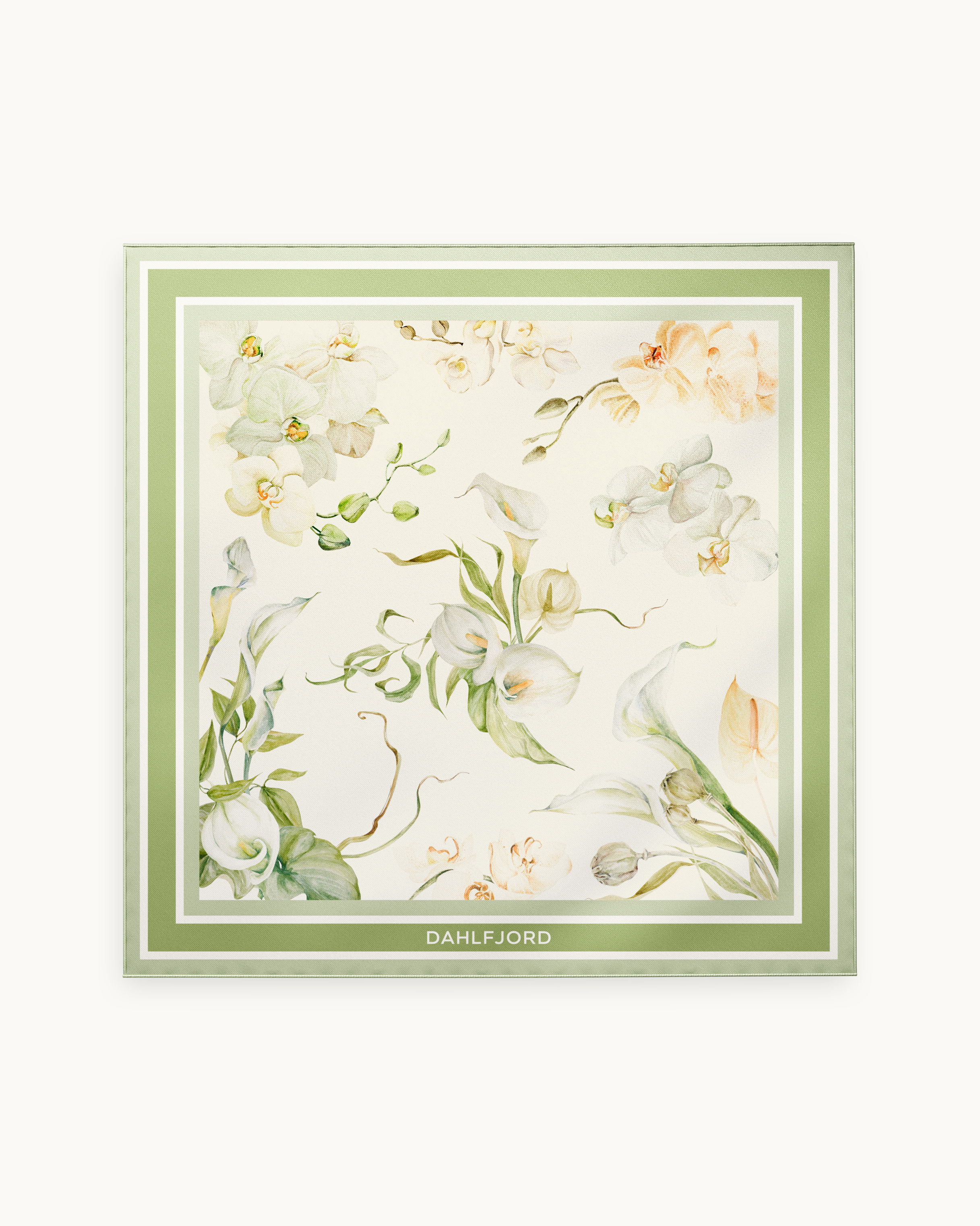 Grön Blommig Silk Scarf