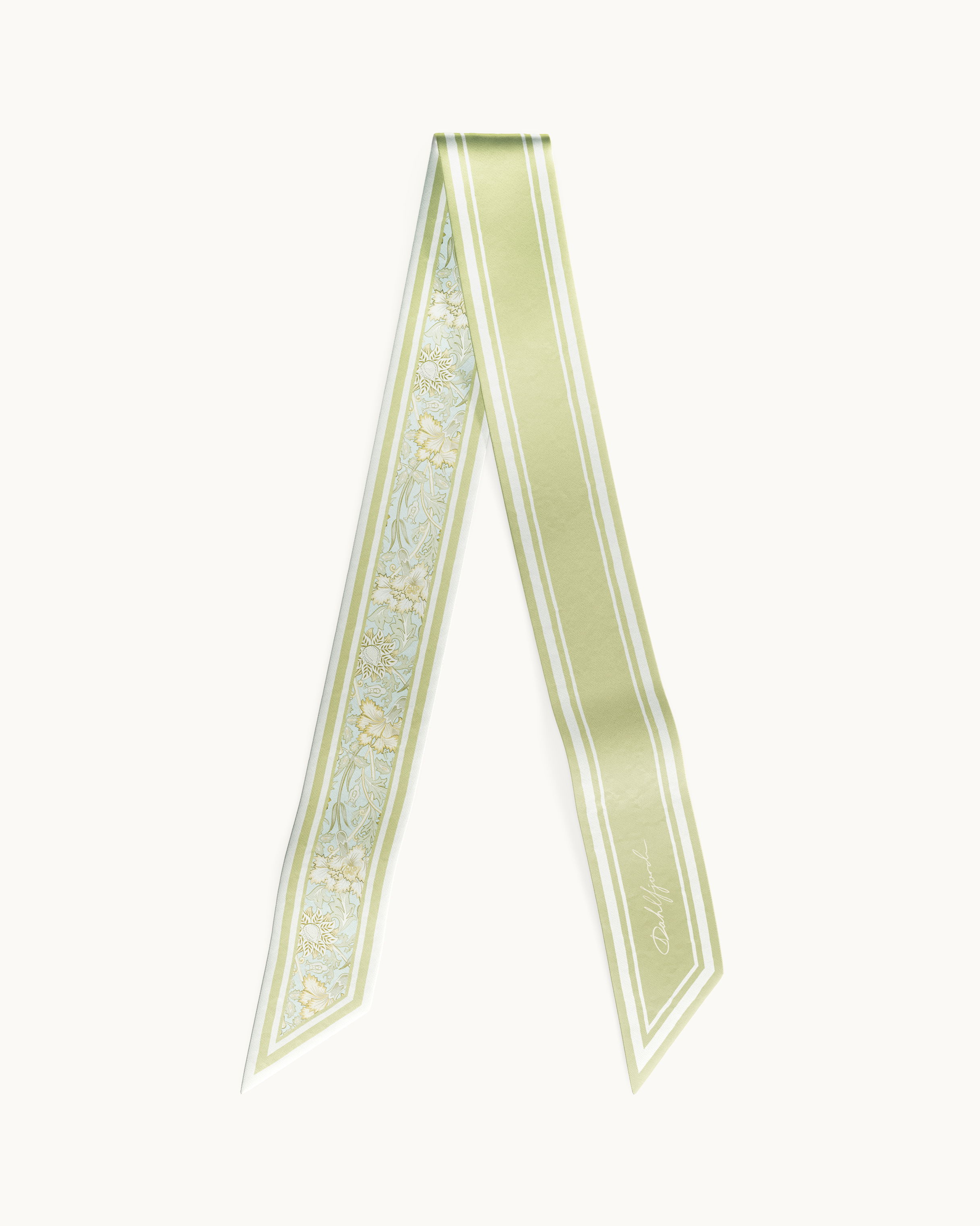 Grön Blommig Skinny Silk Scarf