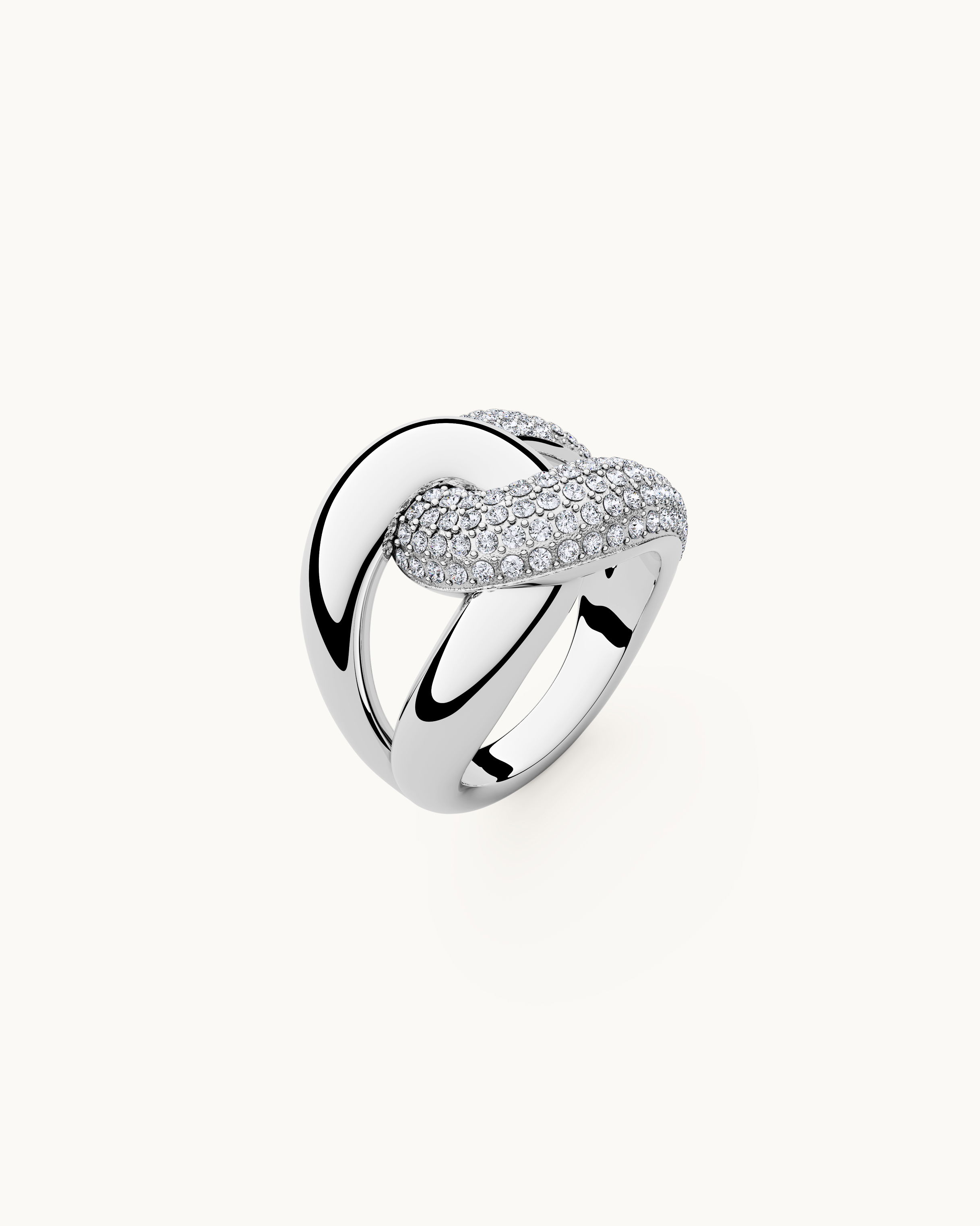 Beatrice Pavé Knut Ring Silver Ton