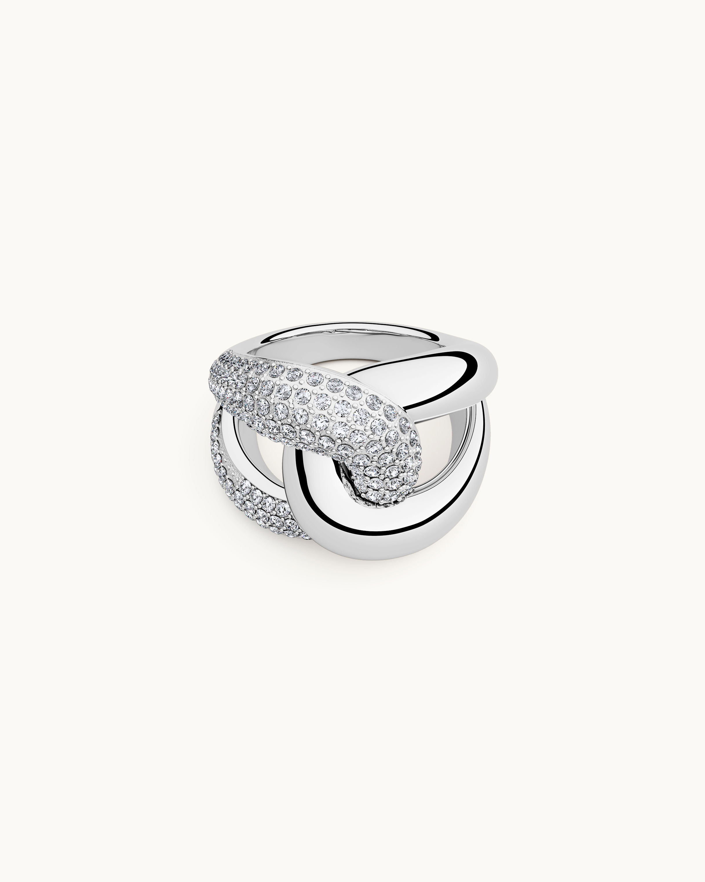 Beatrice Pavé Knut Ring Silver Ton