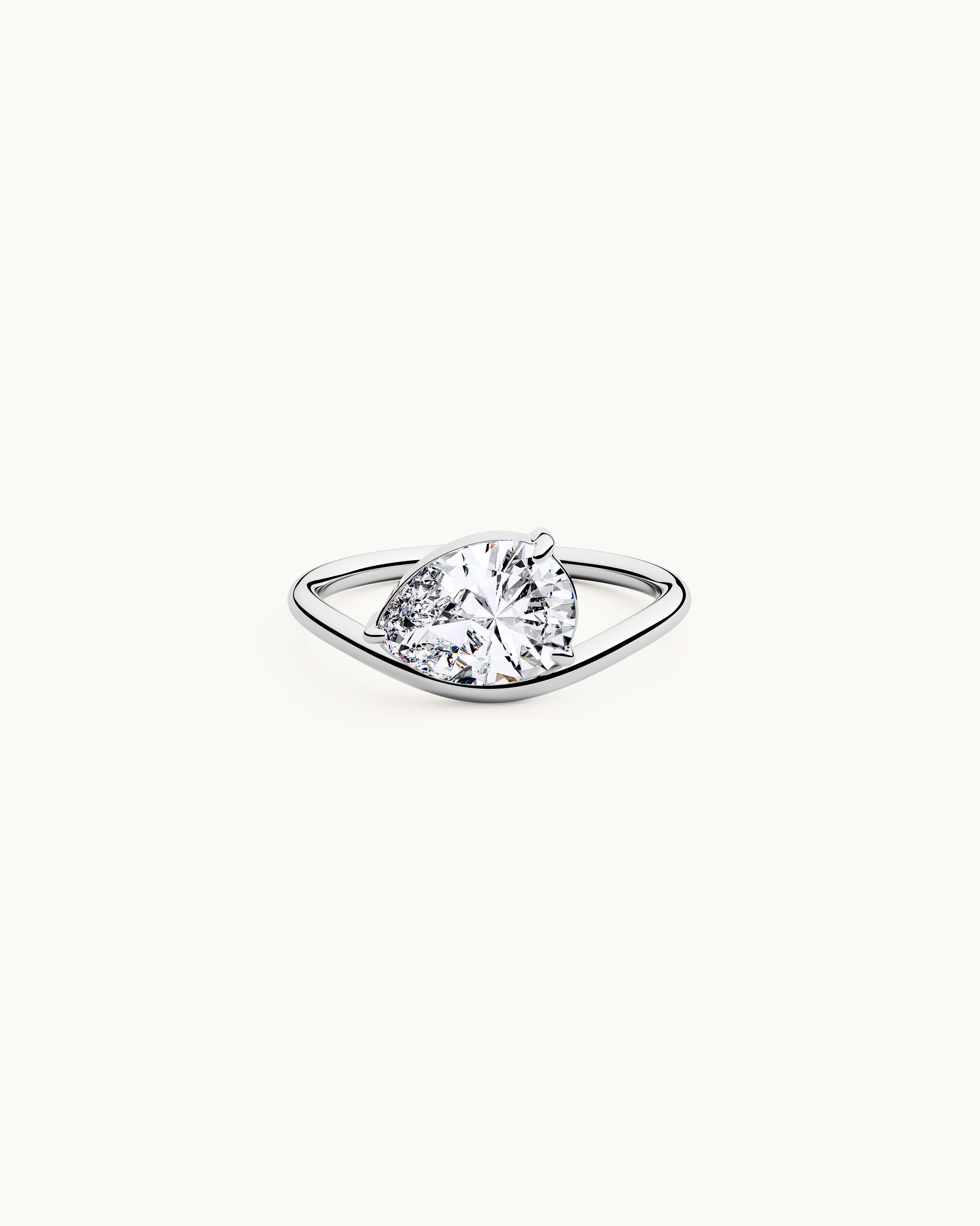 Julia Vågig Droppformad Ring Silver Ton