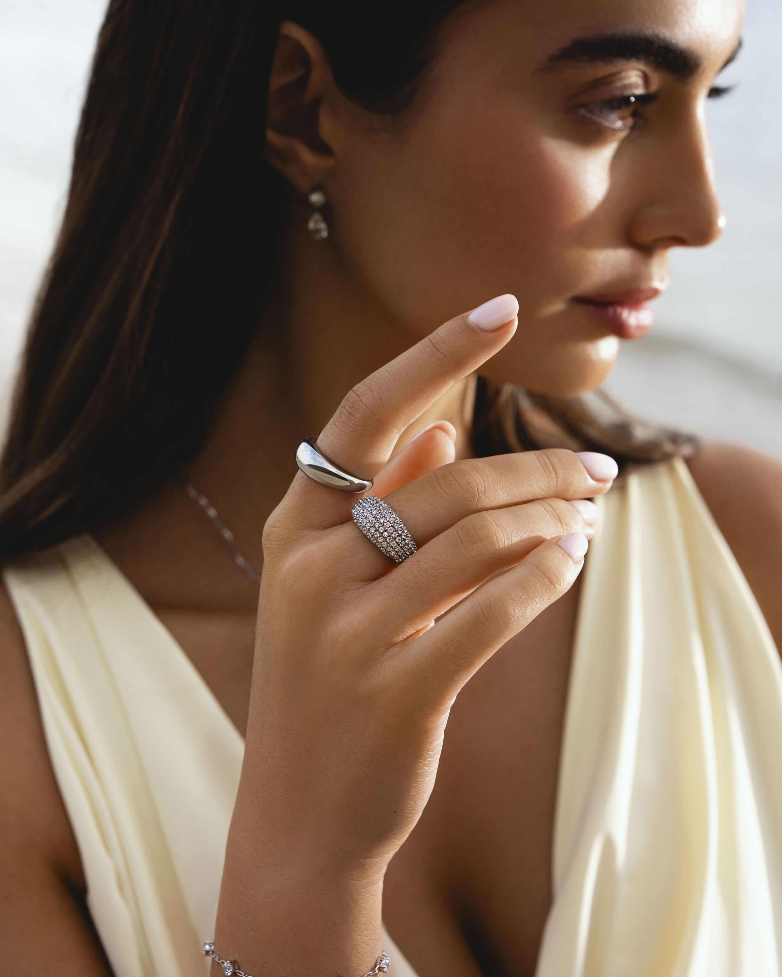 Gabrielle Chunky Pavé Ring Silver Ton