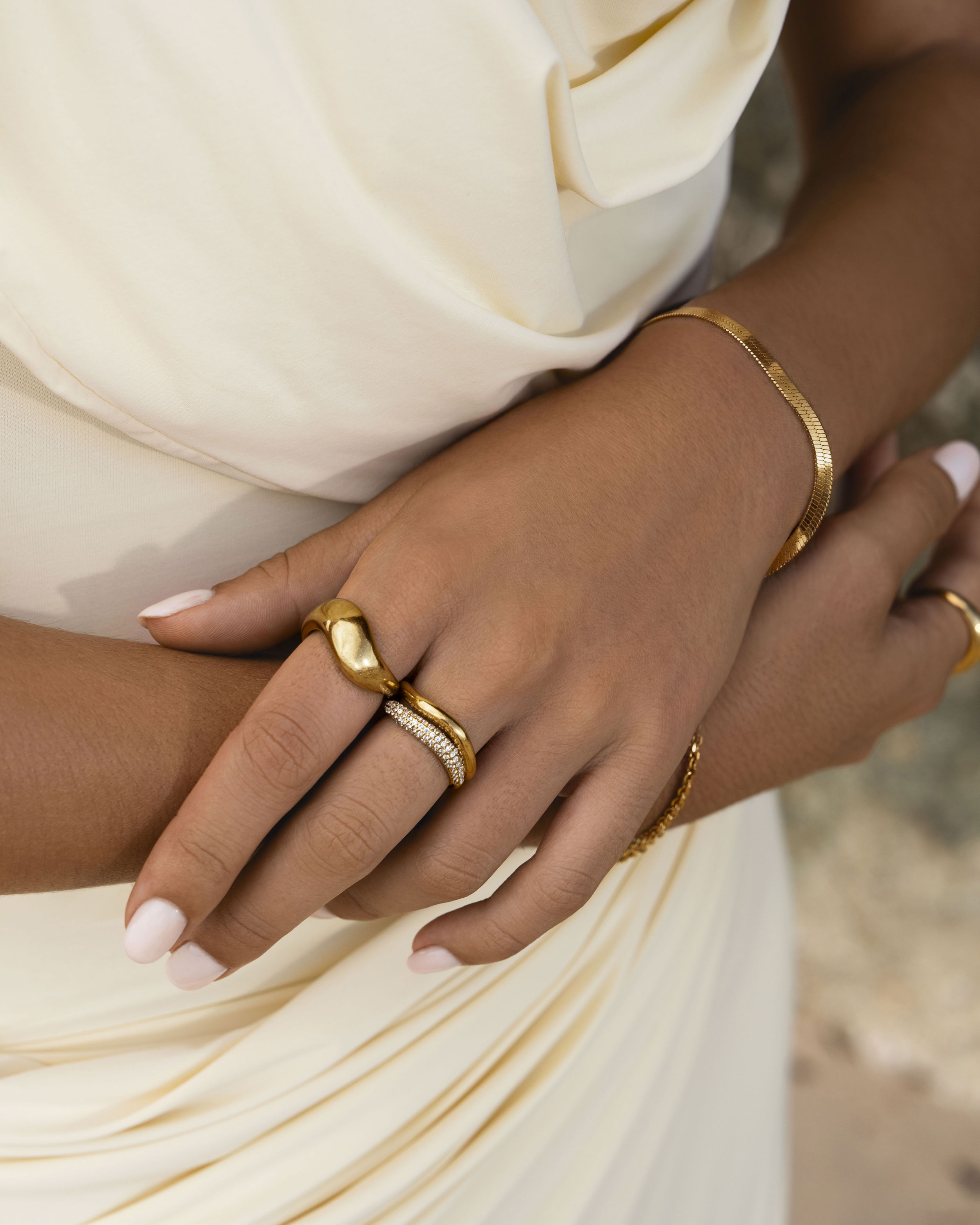 Alva Twin Pavé Ring Guld