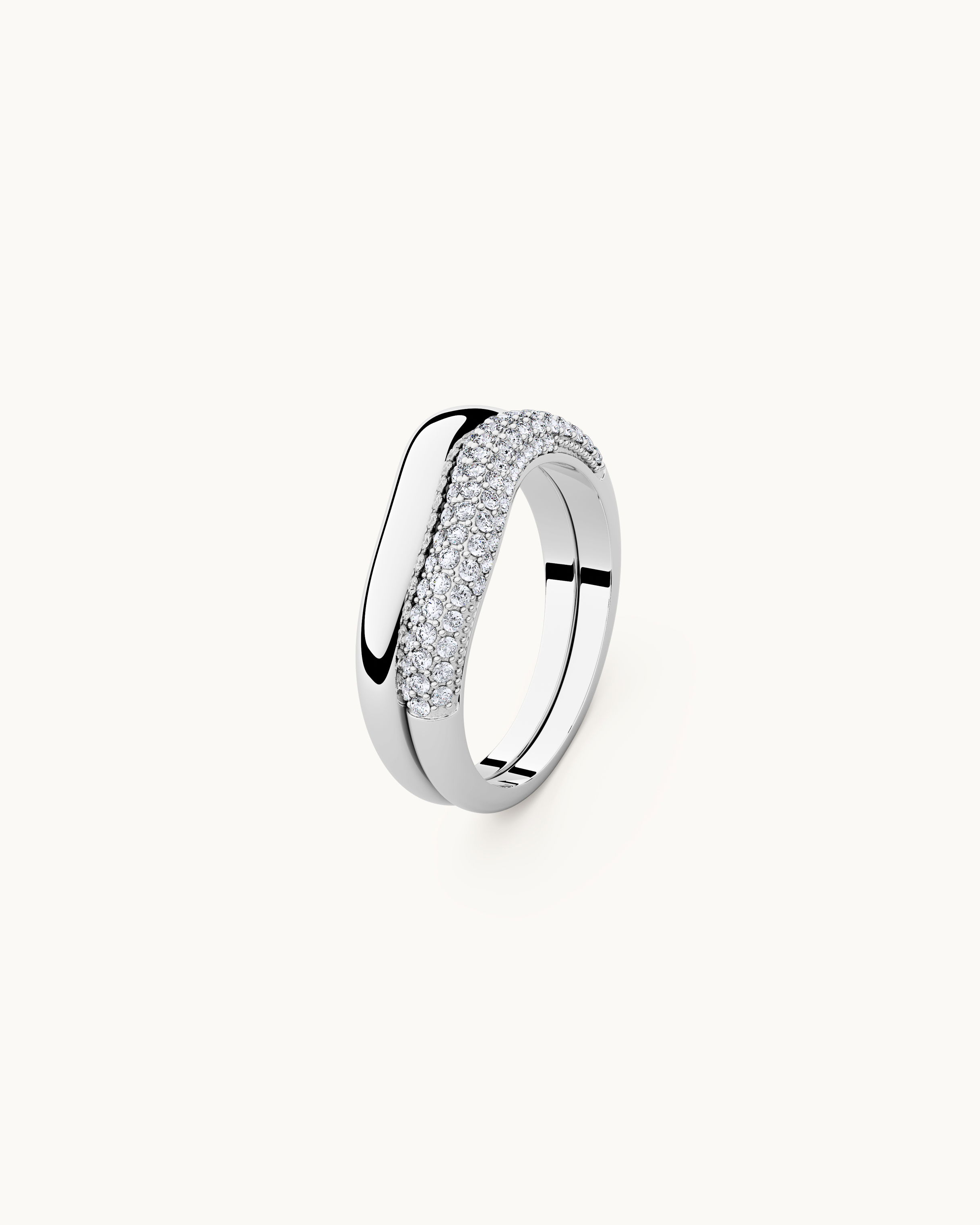 Alva Twin Pavé Ring Silver Ton