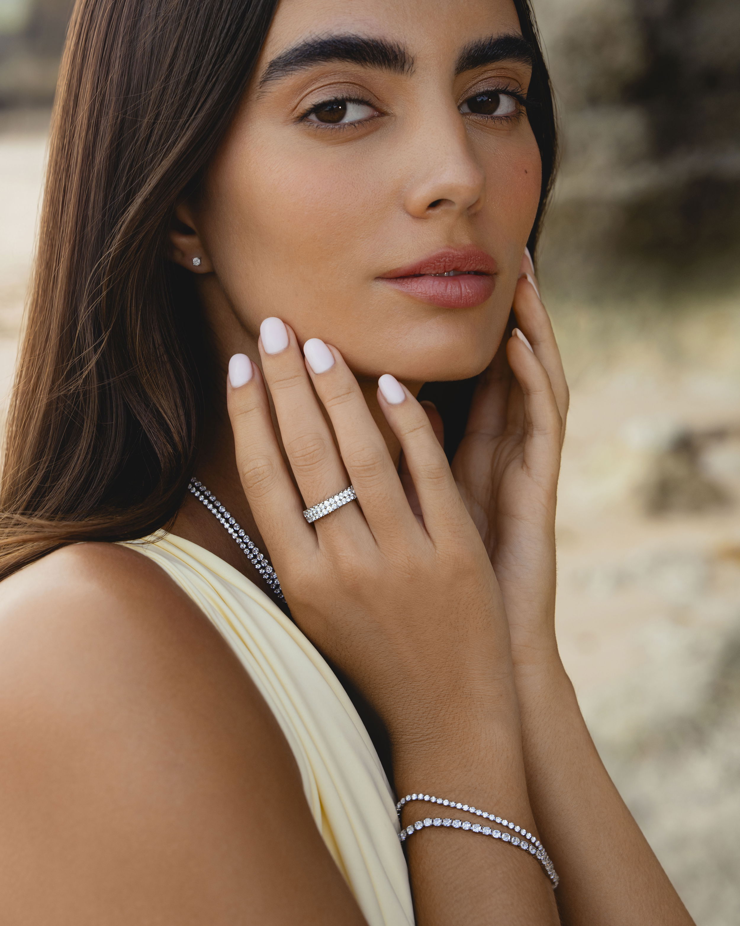 Celine Pavé Ring Silver Ton