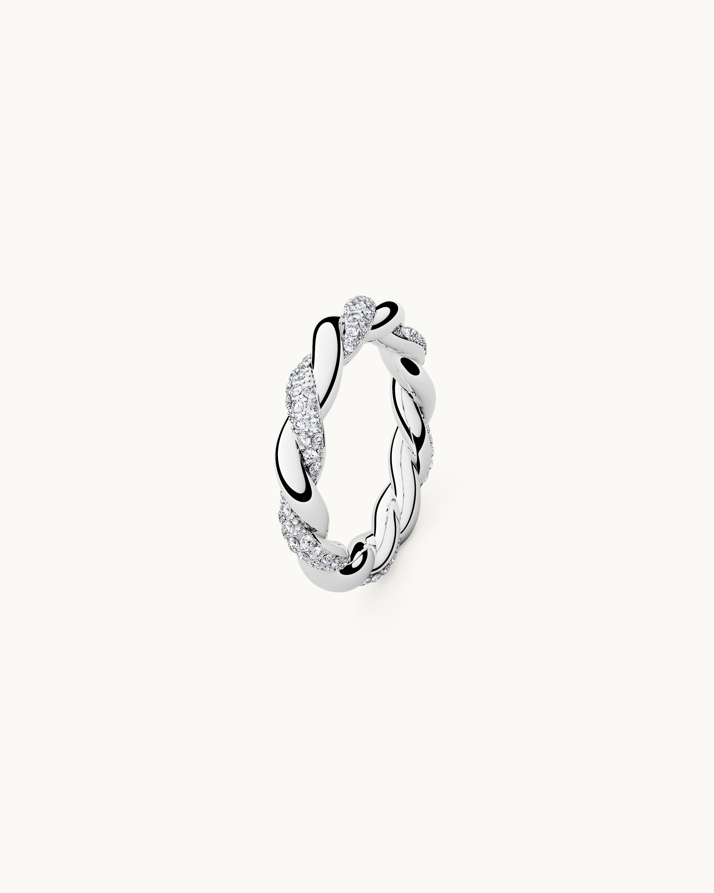 Isabella Flätad Pavé Ring Silver Ton