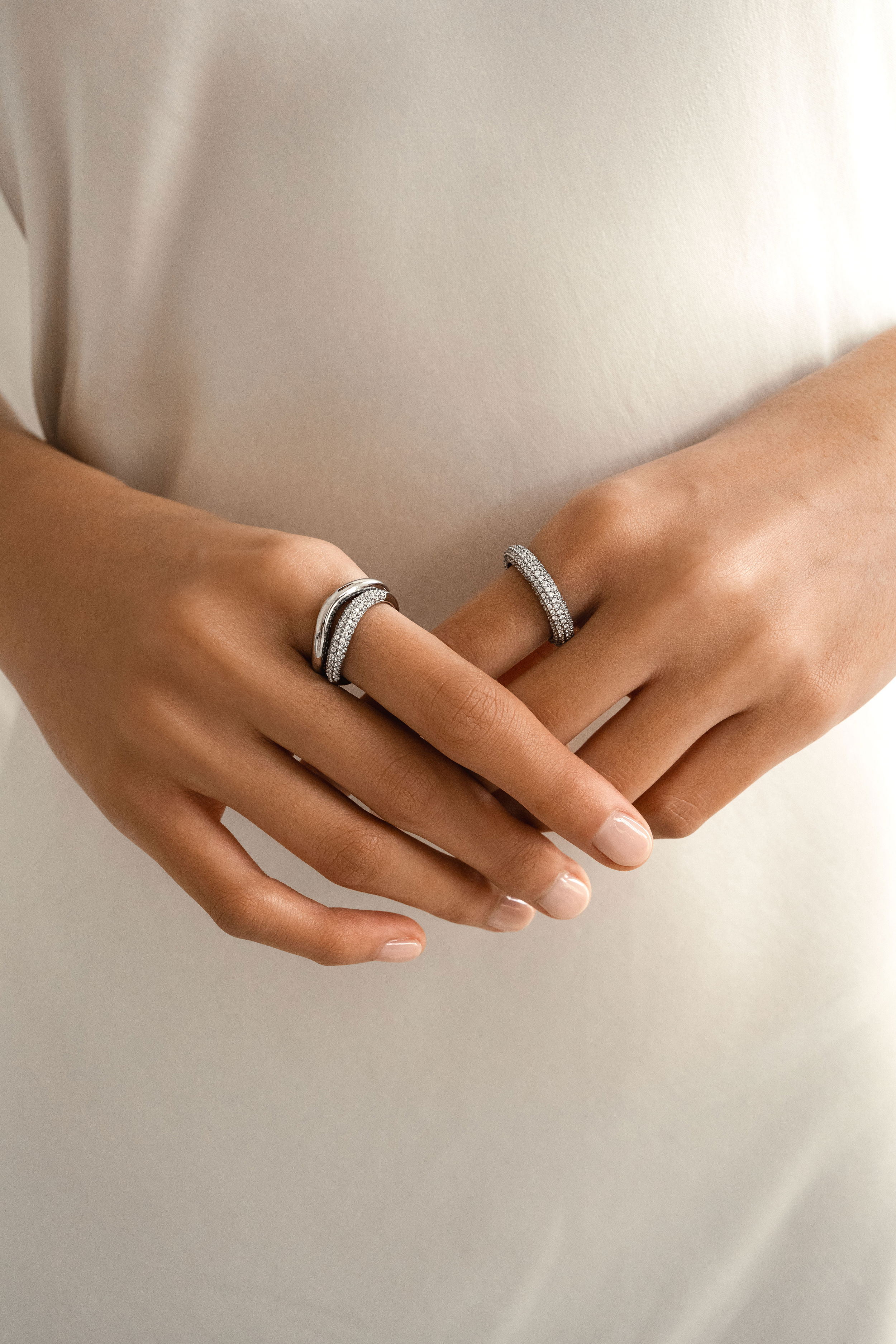 Amelia Pavé Ring Silver Ton