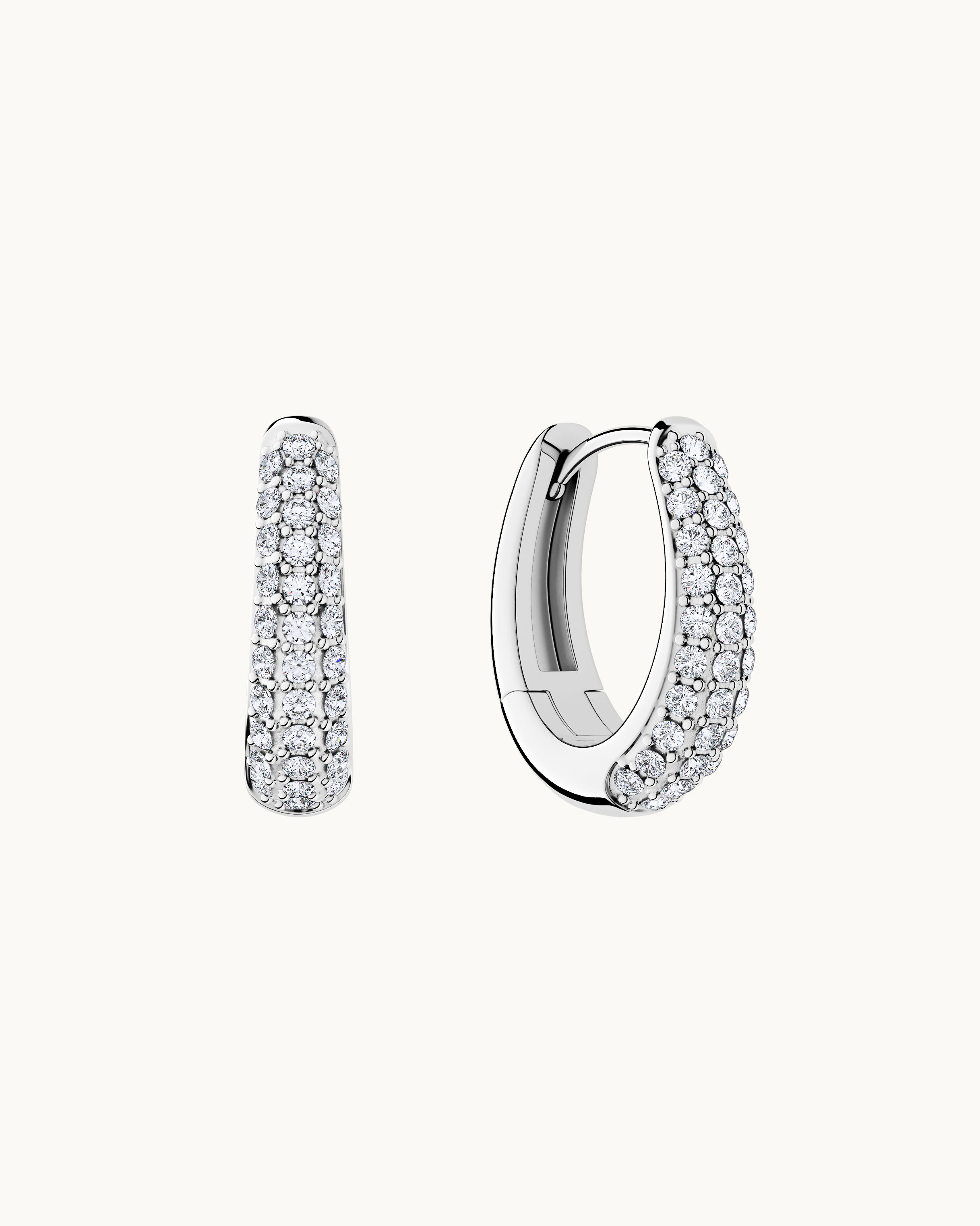 Elin Pavé Hoops Örhängen Silver Ton