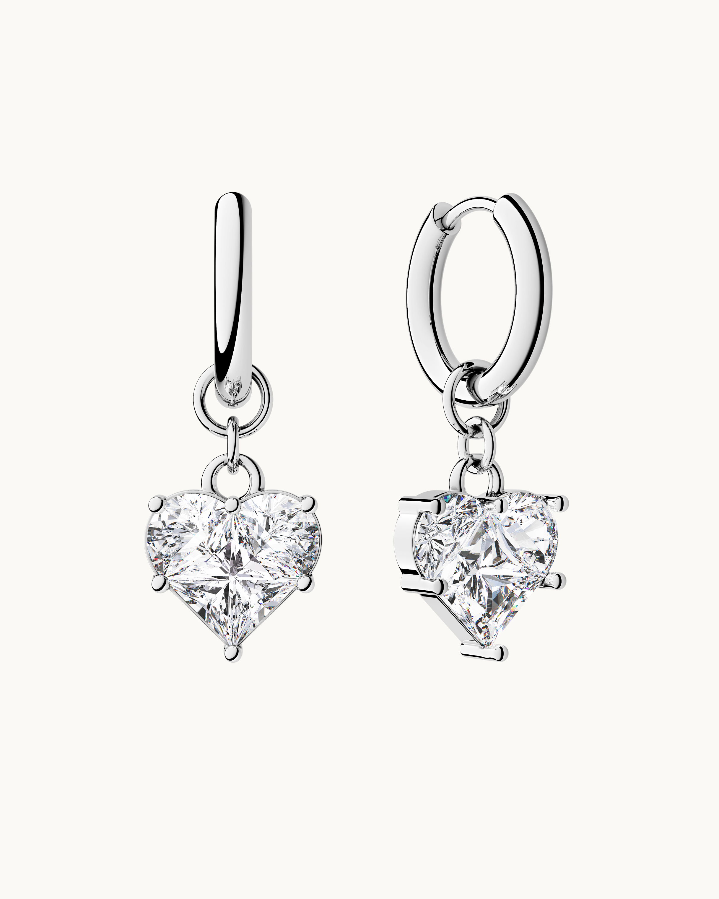 Leia Diamant Hjärta Örhängen Silver Ton