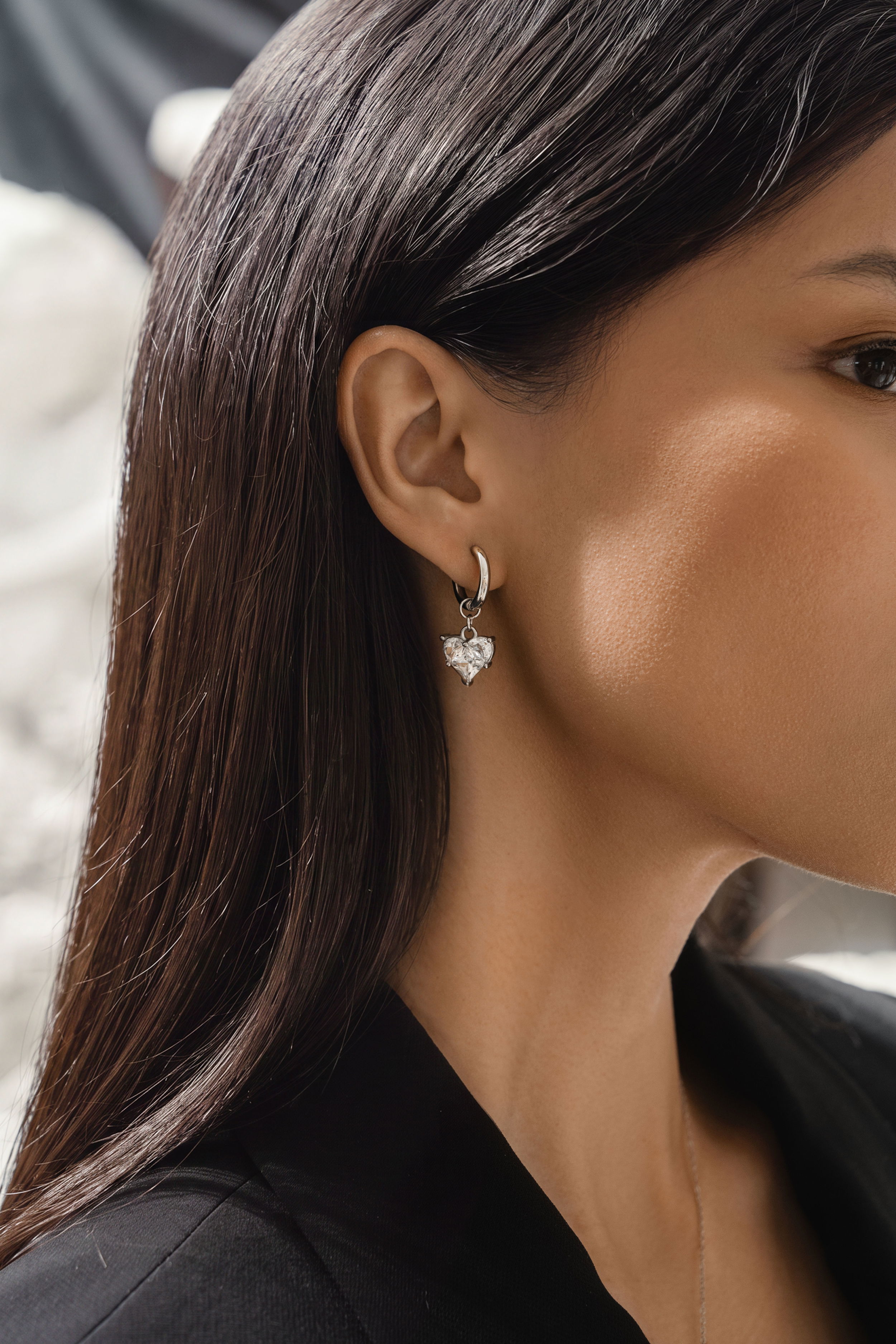 Leia Diamant Hjärta Örhängen Silver Ton