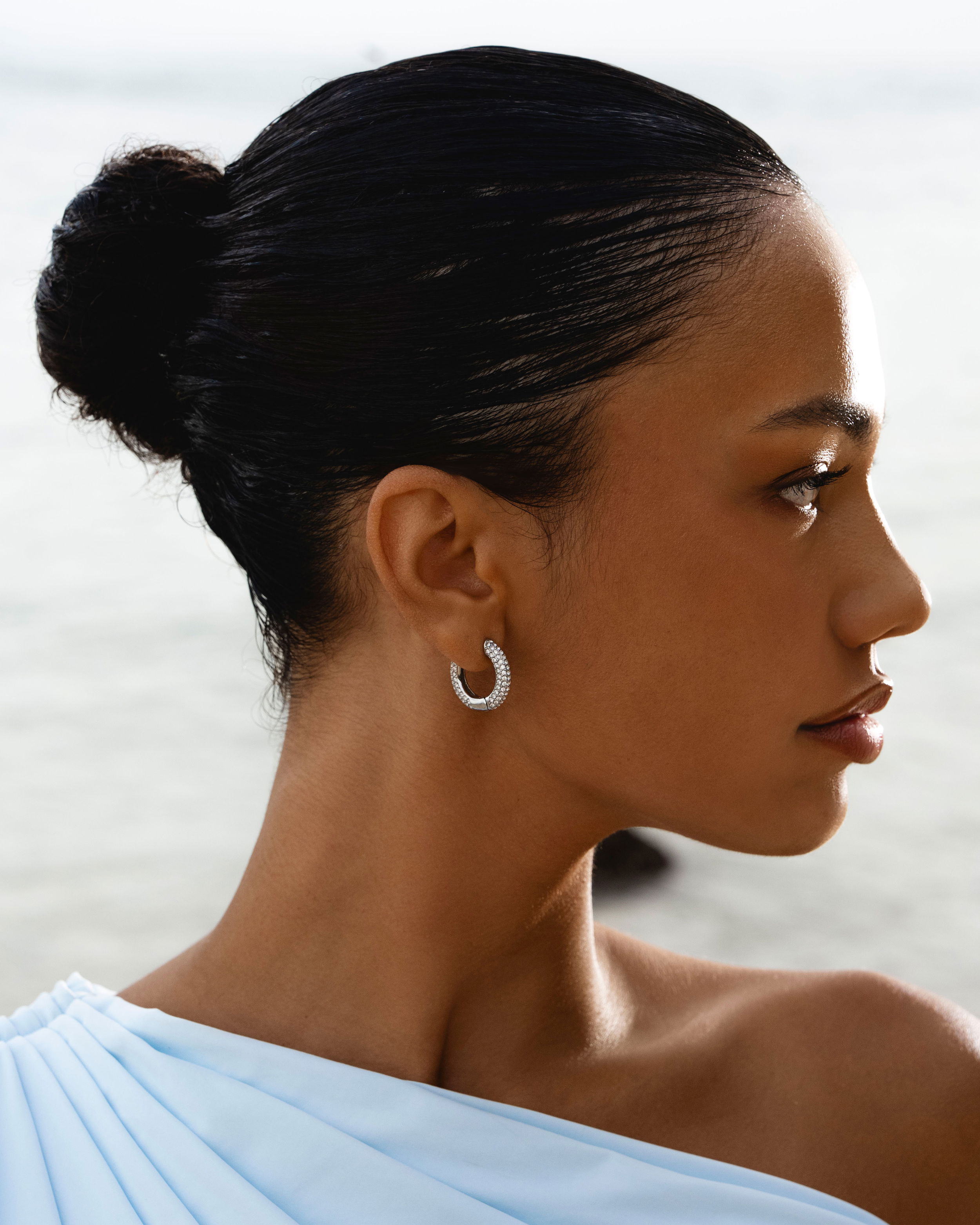 Sofia Pavé Hoops Örhängen Silver Ton