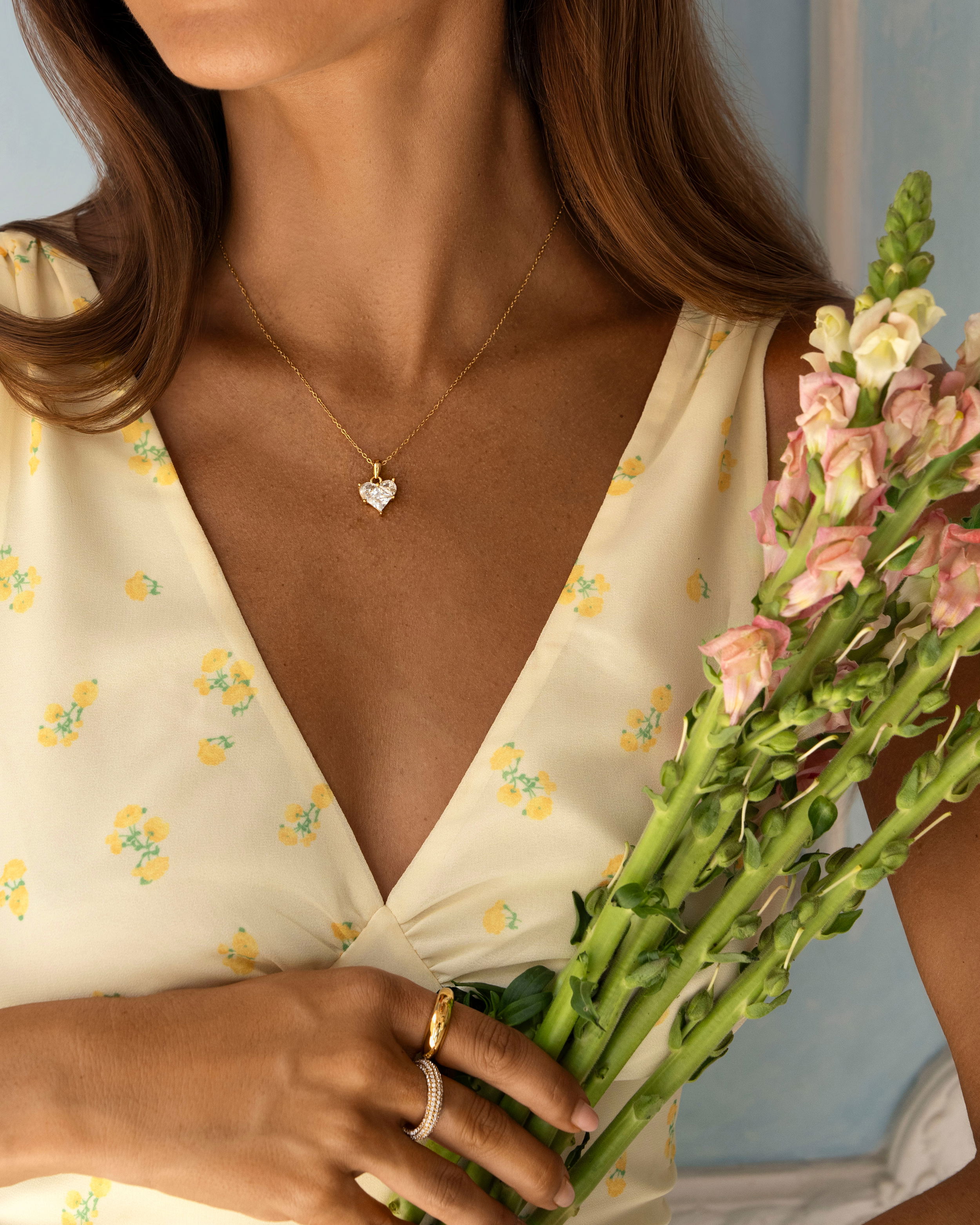 Leia Diamant Hjärta Halsband Guld