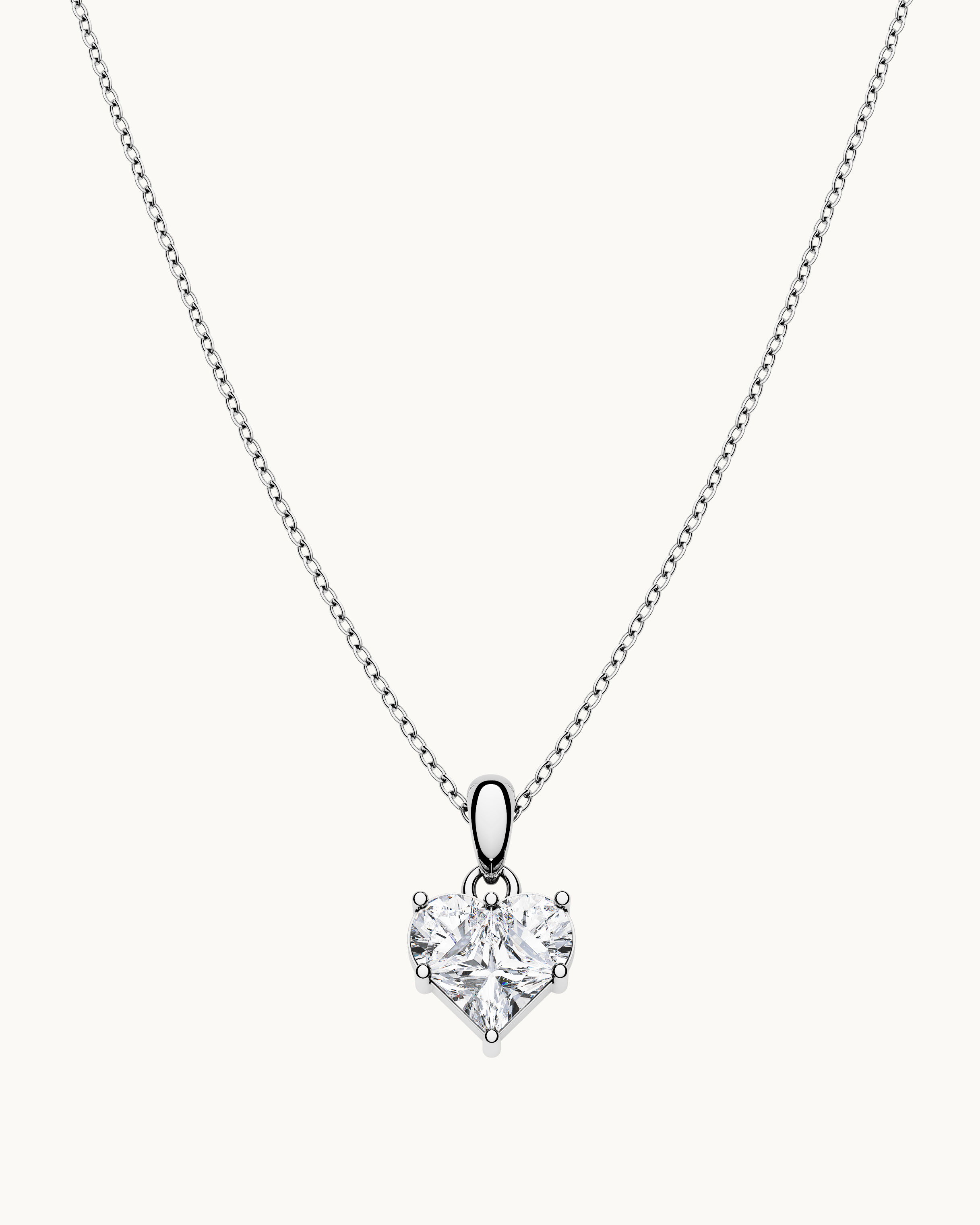 Leia Diamant Hjärta Halsband Silver Ton