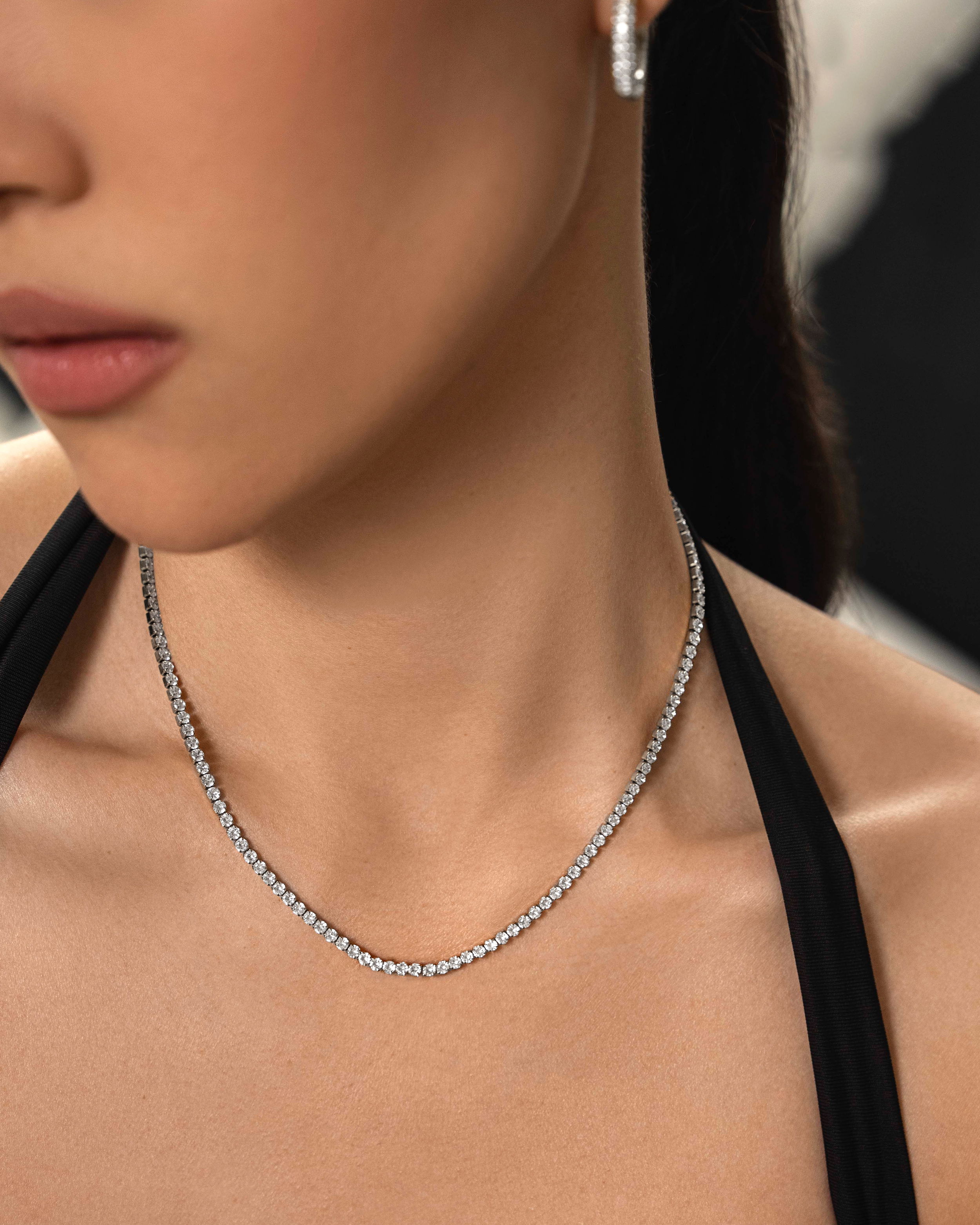 Olivia Tennis Halsband Silver Ton