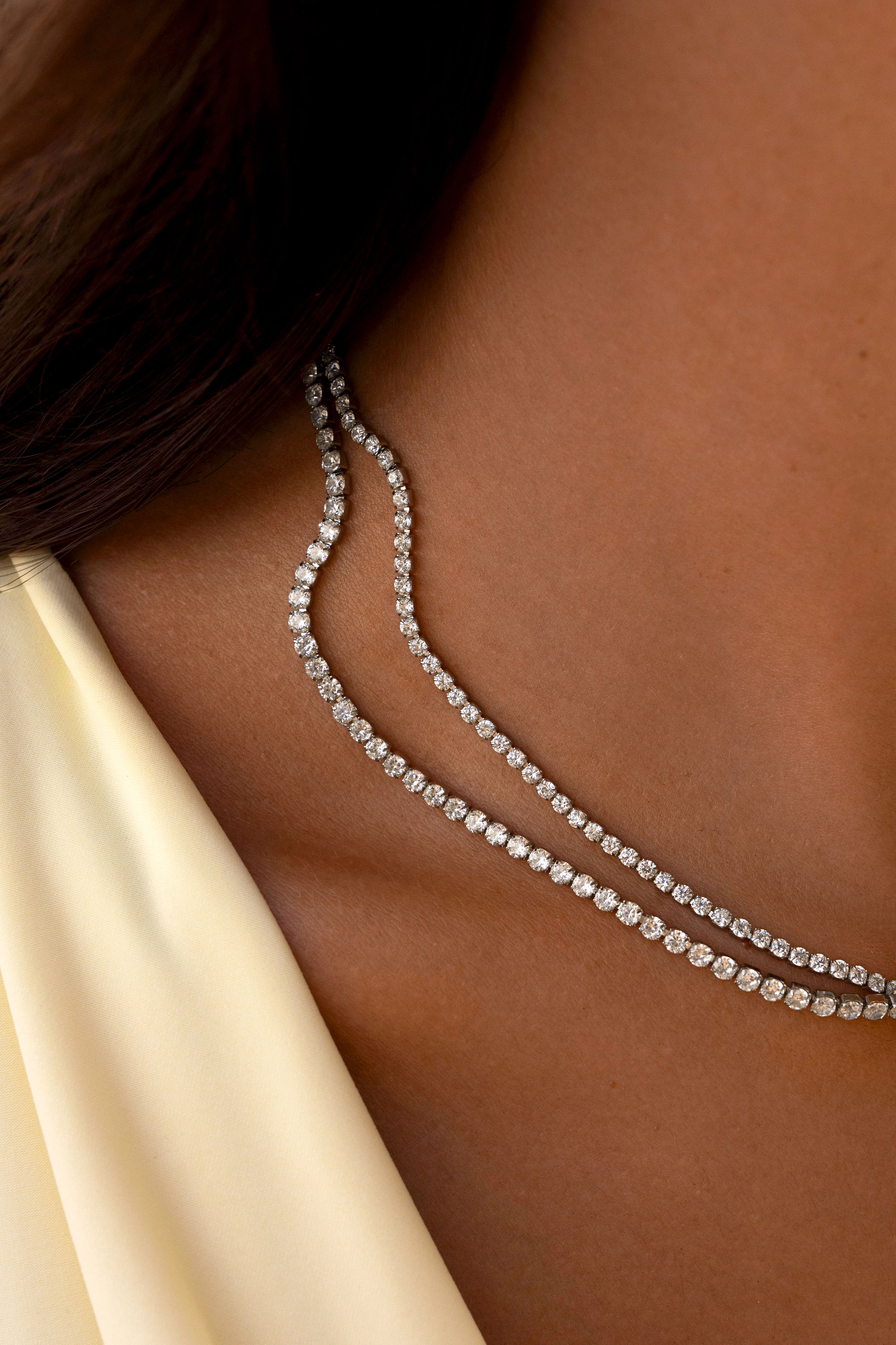 Olivia Tunt Tennis Halsband Silver Ton