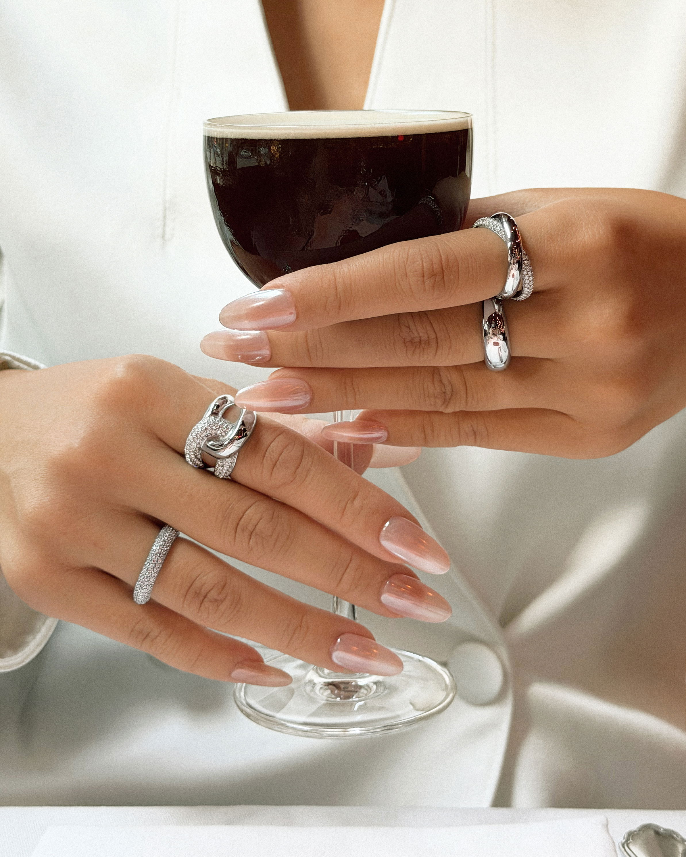 Iris Dubbel Pavé Ring Silver Ton