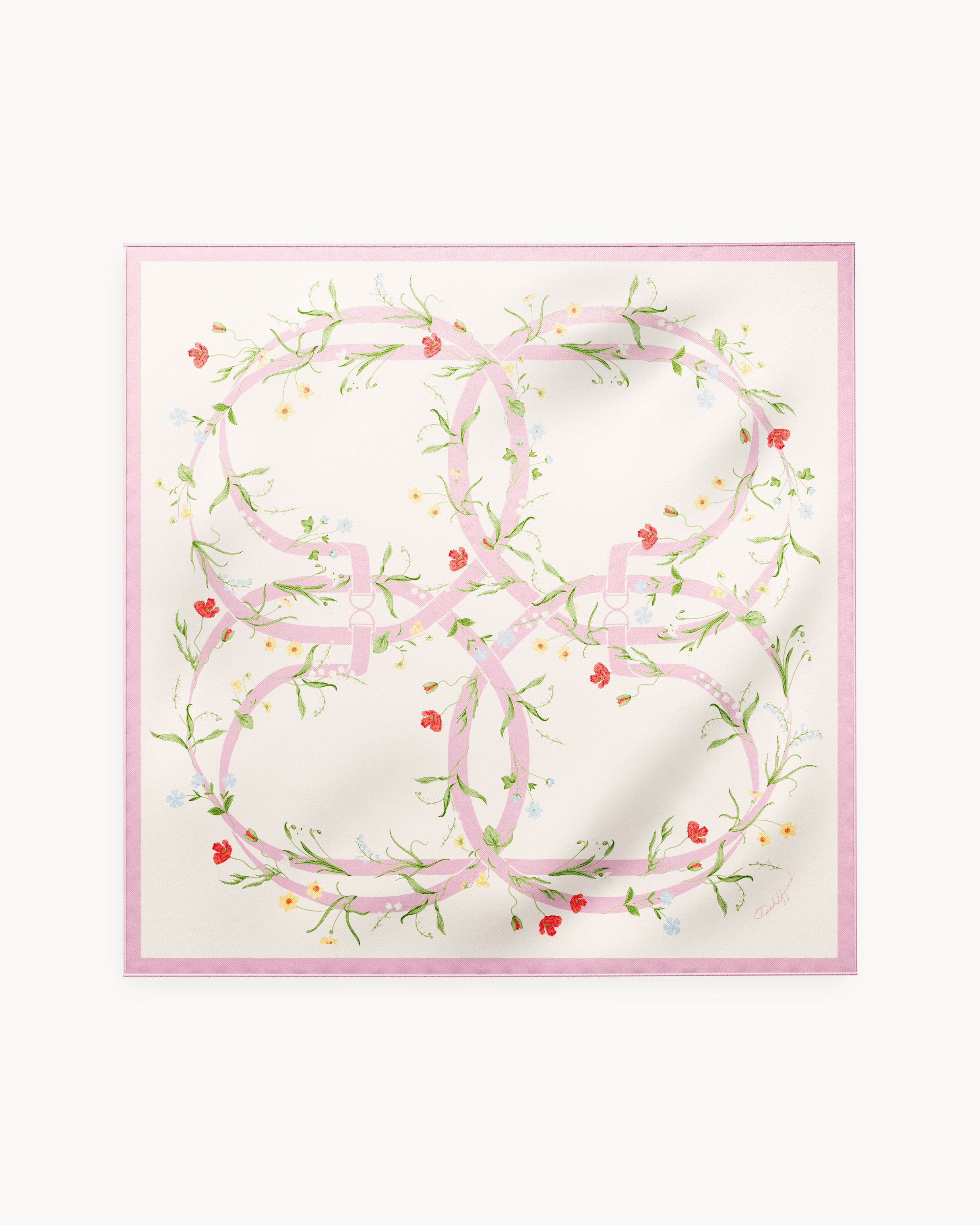 Blommig Rosa Silk Scarf