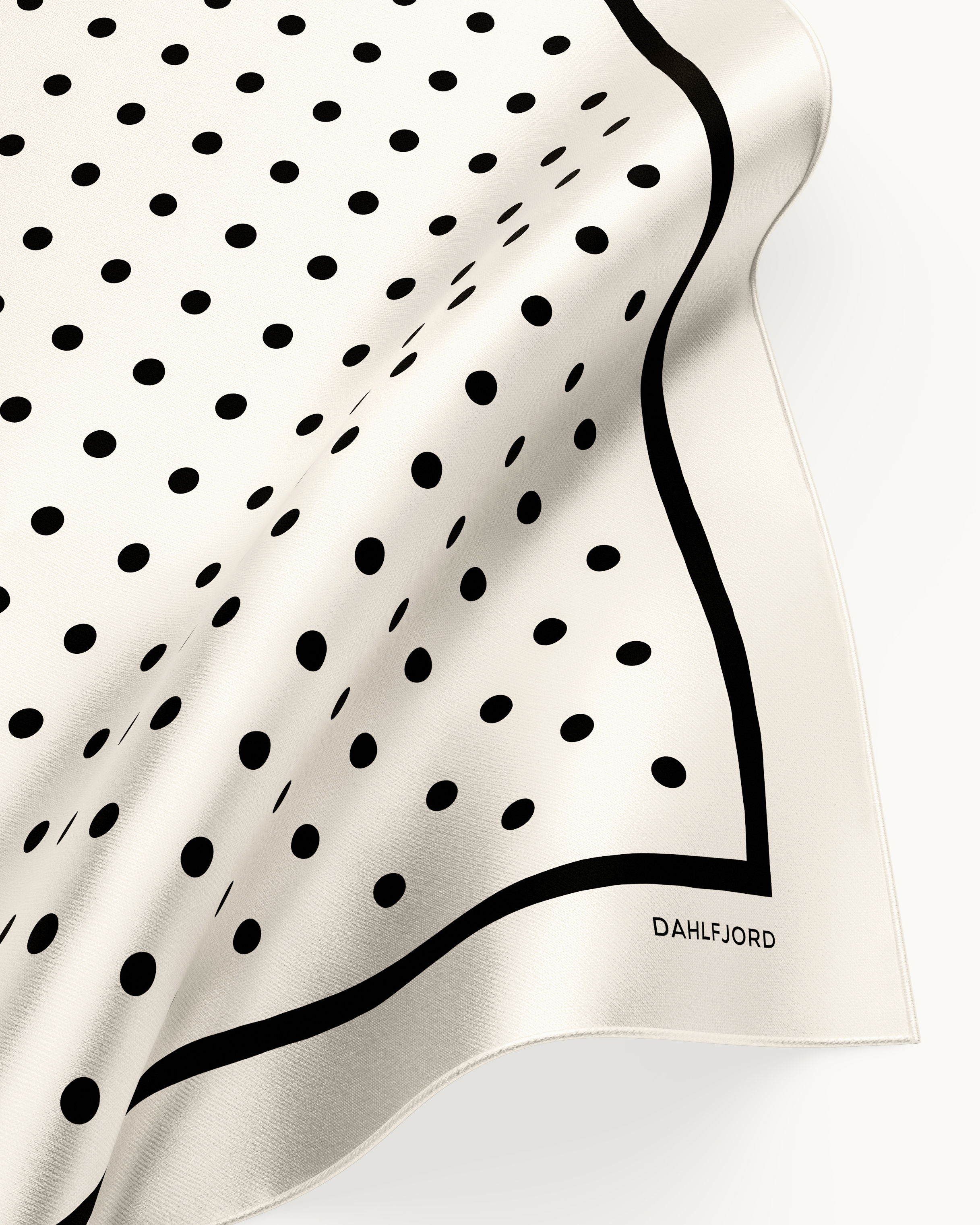 Creme Polka Dots Silk Scarf