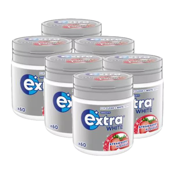 Extra White Strawberry Flavour Tuggummiburk 6 x 84 g