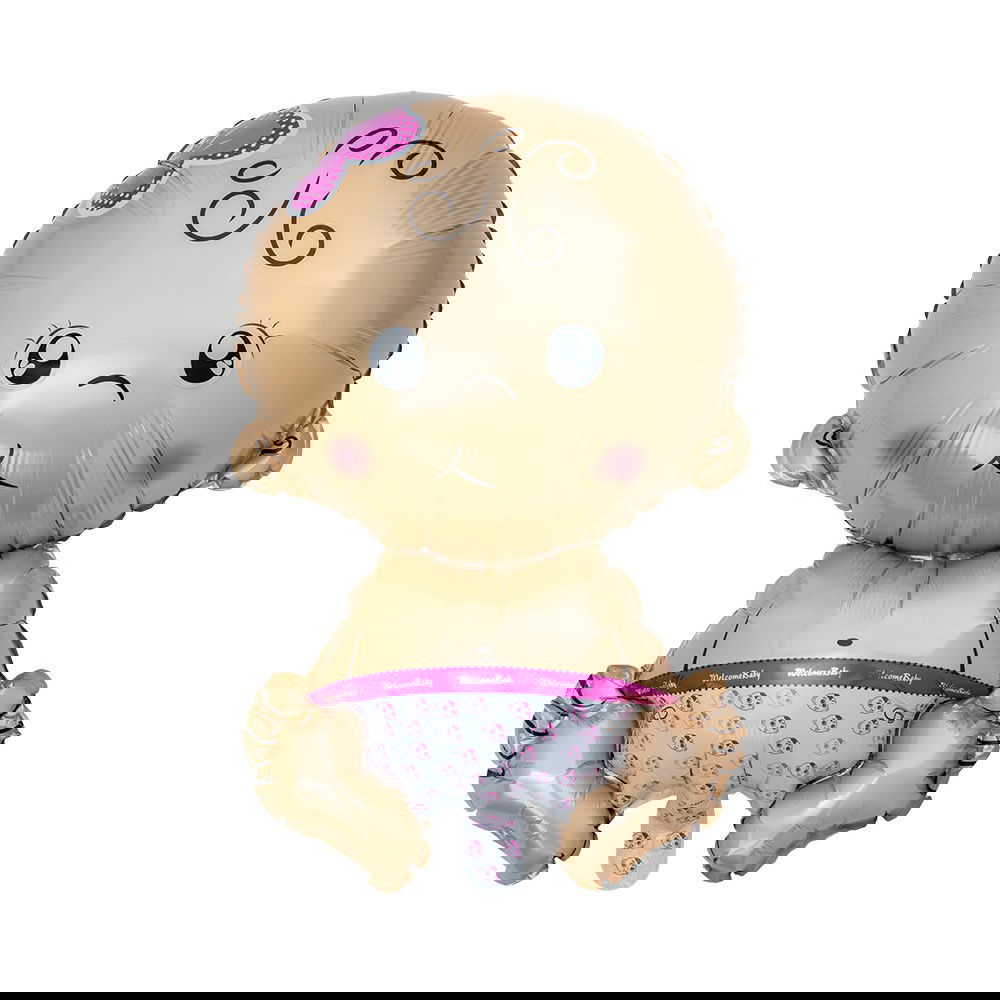 Folieballong Sittande bebis Rosa