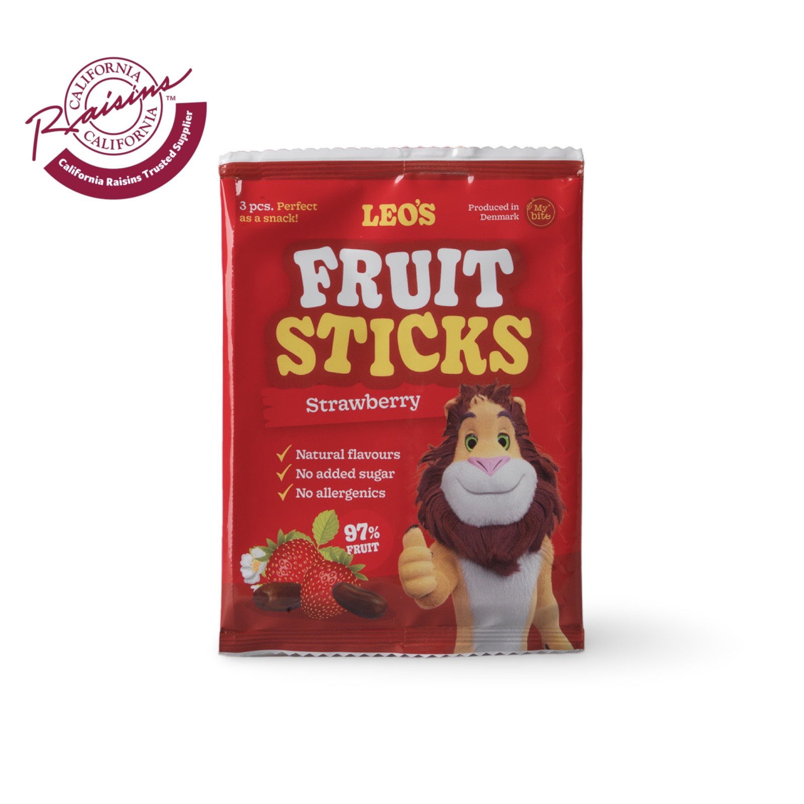 Leo's Fruit Sticks Jordgubbe 3-Pack 60 g