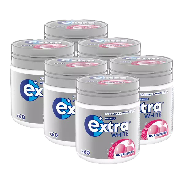 Extra White Bubblemint Tuggummiburk 6 x 84 g