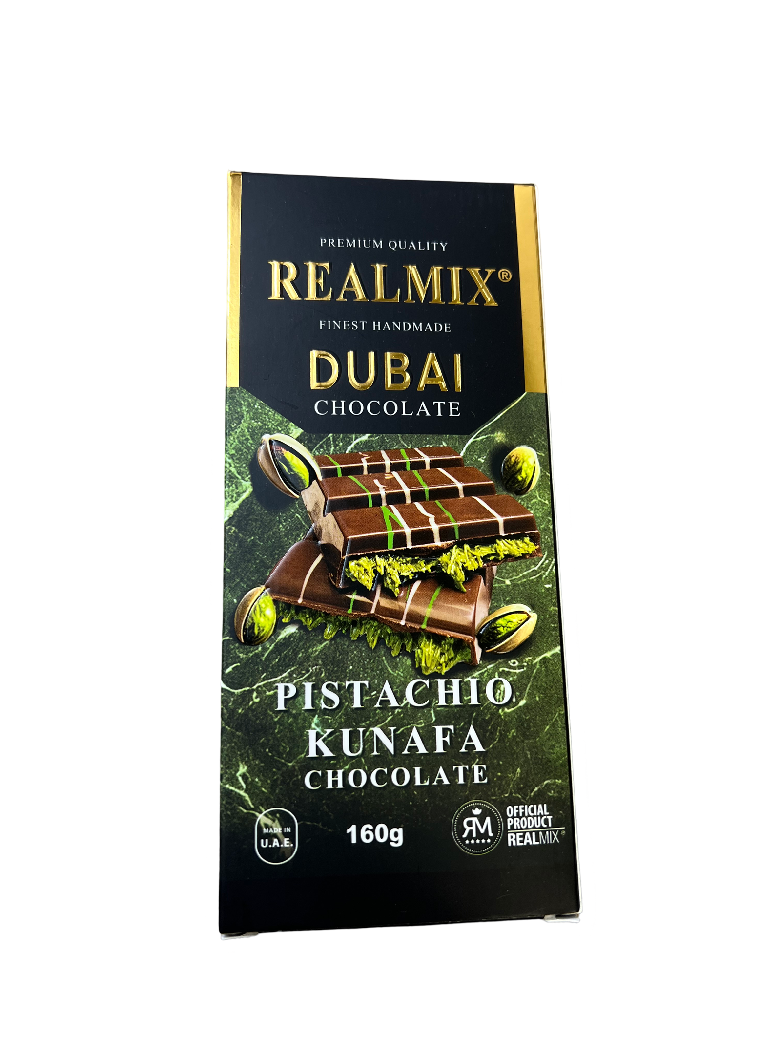 Realmix Dubai Chocolate Pistachio Kunafa Chocolate Premium Quality 160 g