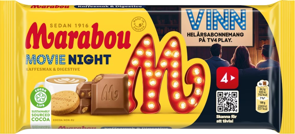 Marabou Movie Night Kaffesmak & Digestive 185 g BF Passerat