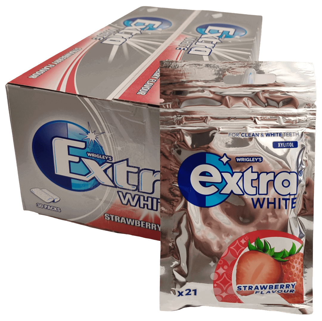 Extra White Strawberry Tuggummipåse 29g 30-Pack