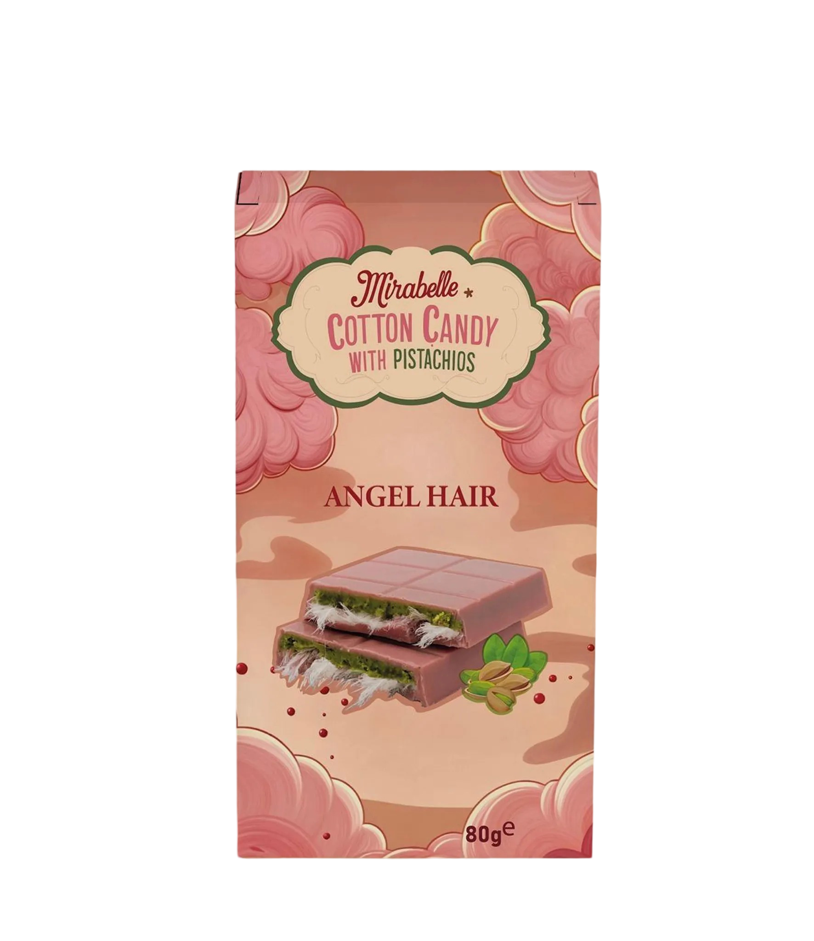 Mirabelle Dubai Chocolate Cotton Candy With Pistachios Angel Hair Pink 80 g