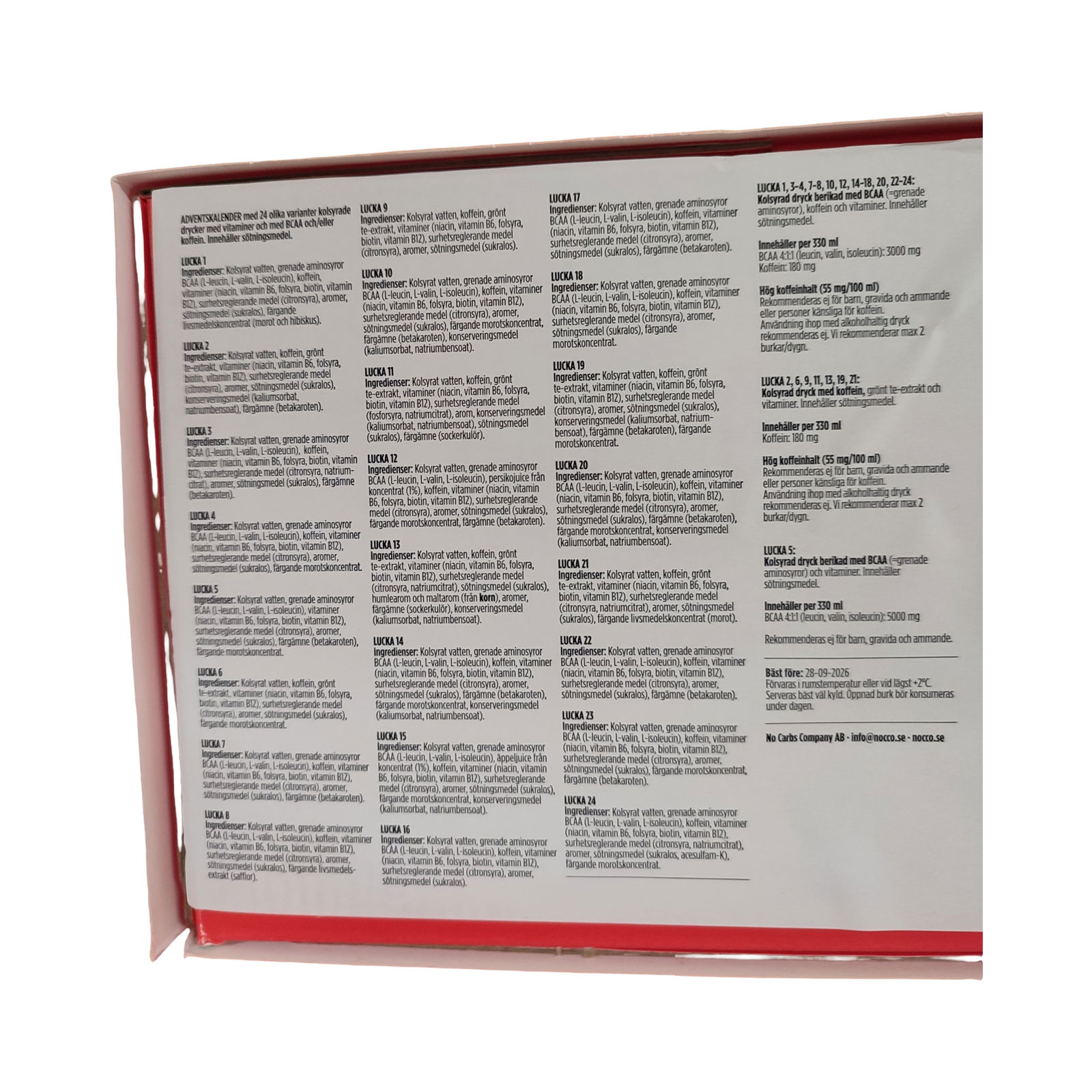 Nocco Julkalender 2025 - 24 x 33 cl Nocco