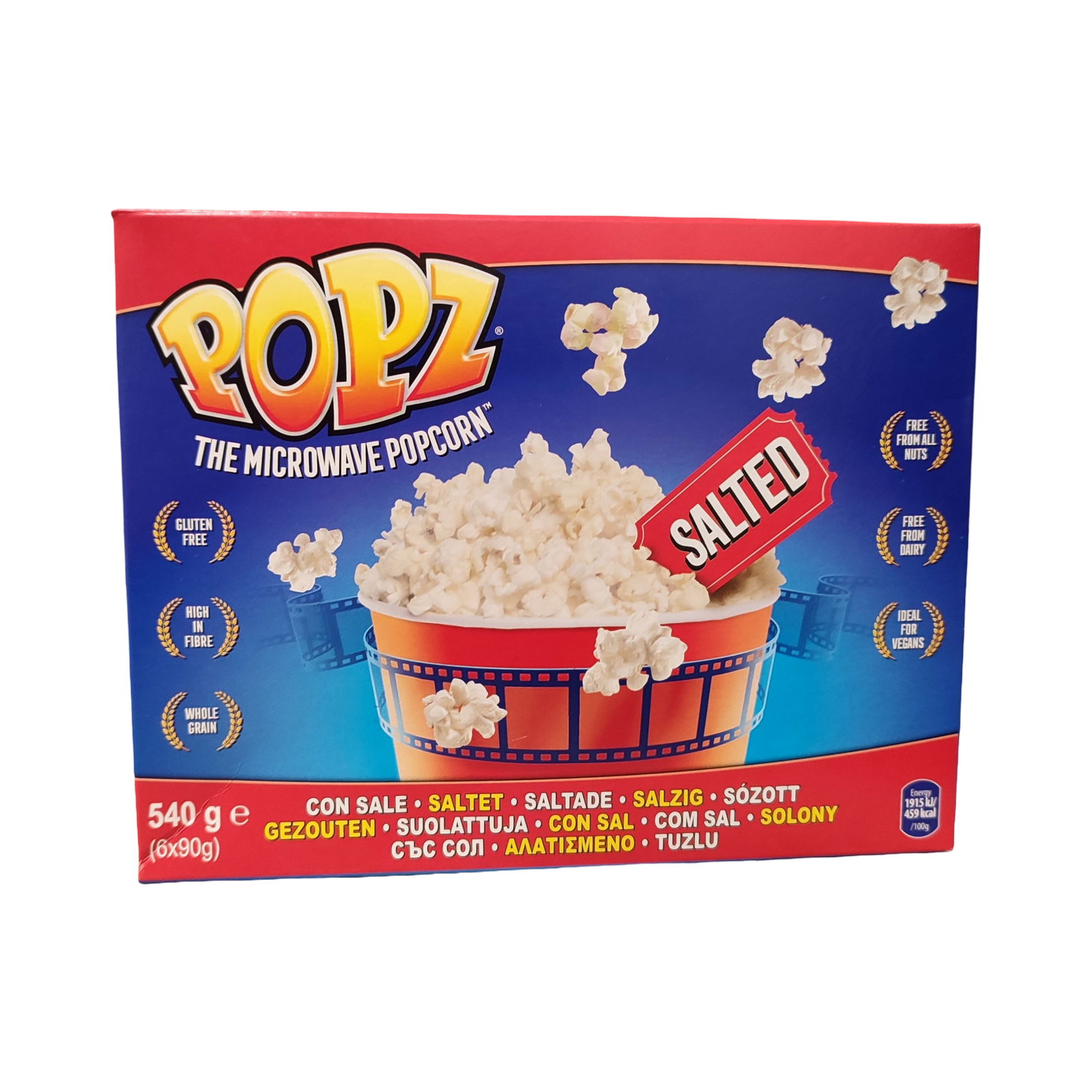 Popz Salted Popcorn 540 g 6-pack