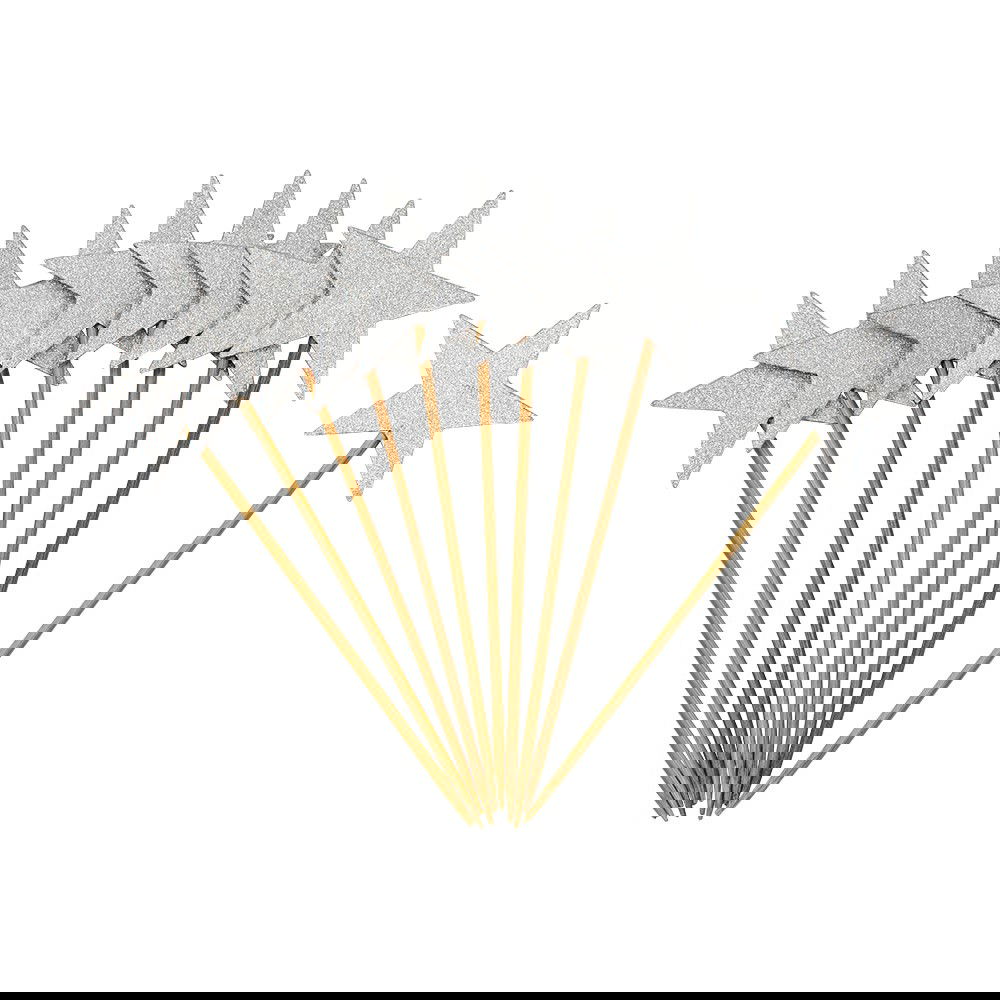 Partypicks Glittriga stjärnor 10-Pack (Välj Silver eller Guld)