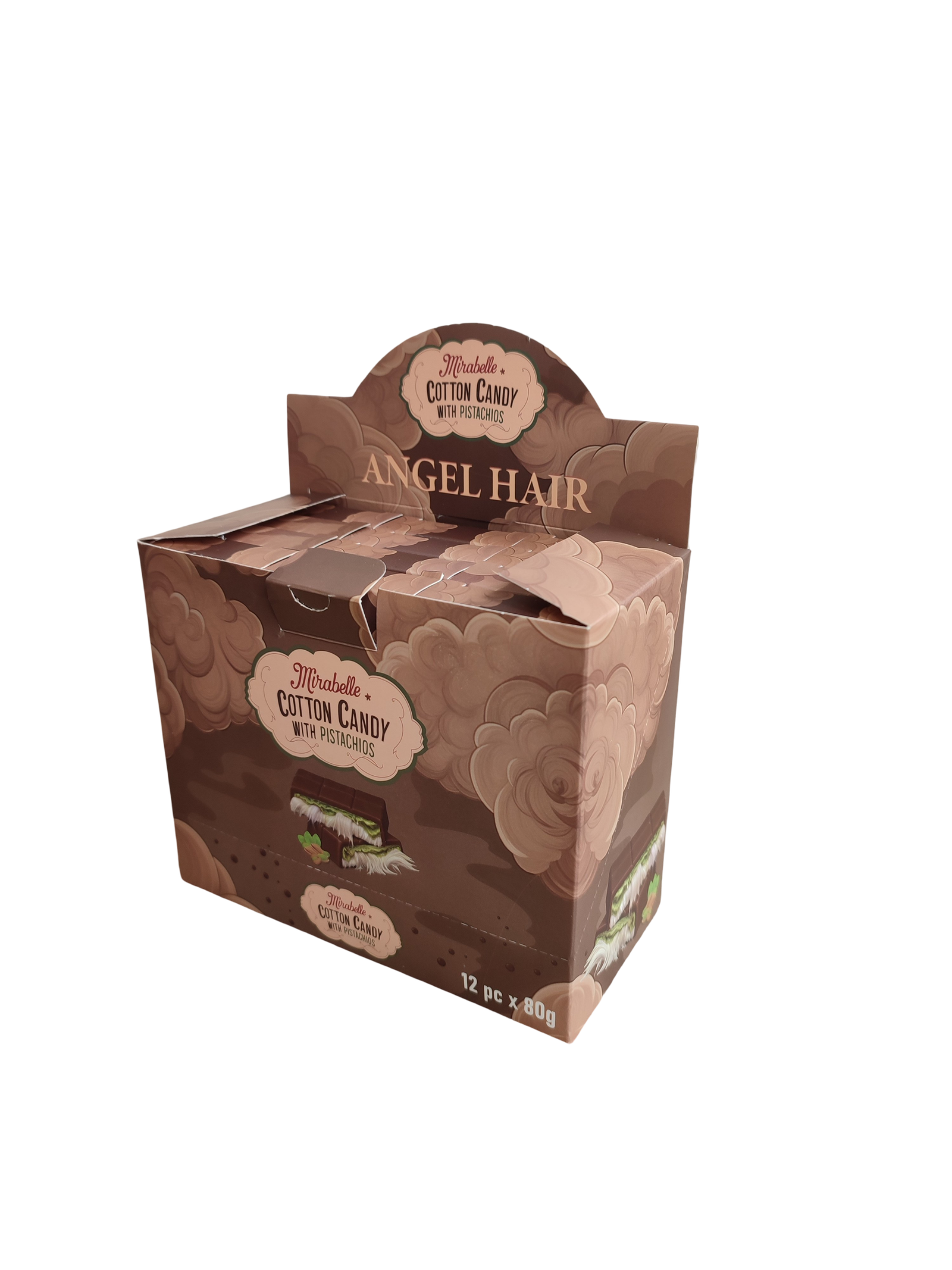 Mirabelle Dubai Chocolate Cotton Candy With Pistachios Angel Hair Milk 12 x 80 g