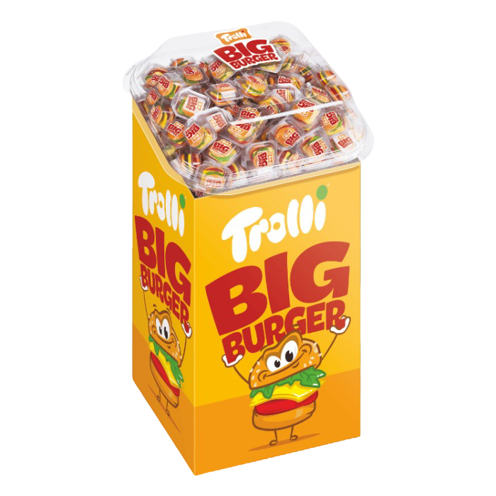 Trolli Gummi Burger inkl displayställ 180 x 50 g
