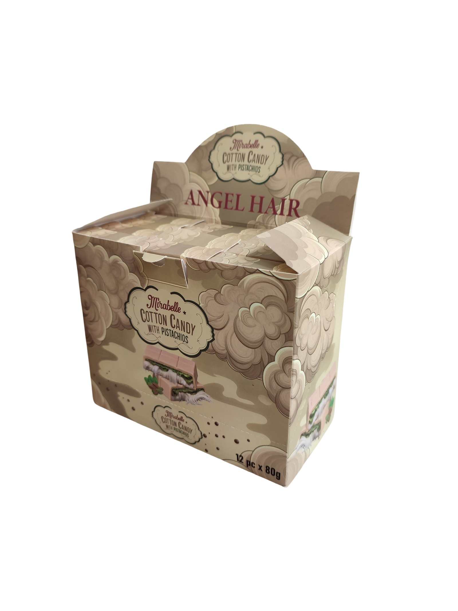 Mirabelle Dubai Chocolate Cotton Candy With Pistachios Angel Hair White 12 x 80 g