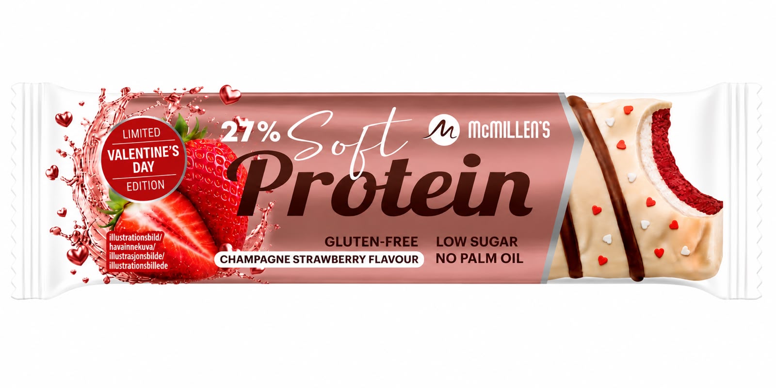 Champange Strawberry Protein bar. Lansering Februari 2027!