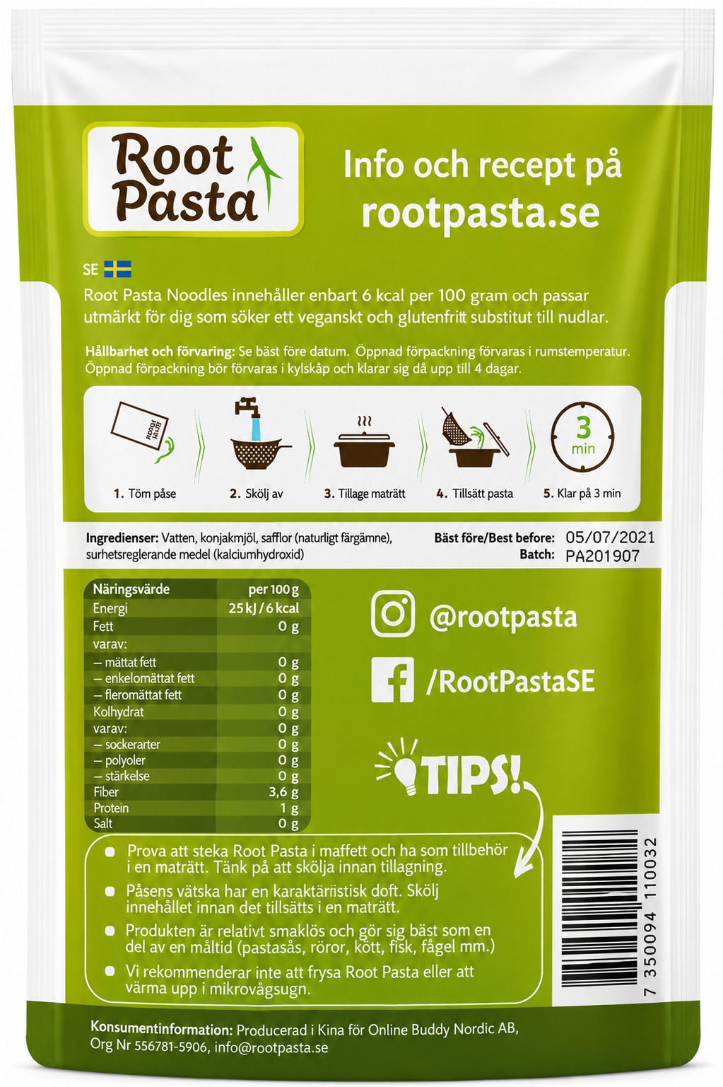 Shirataki Noodles 200g Lansering September 2026